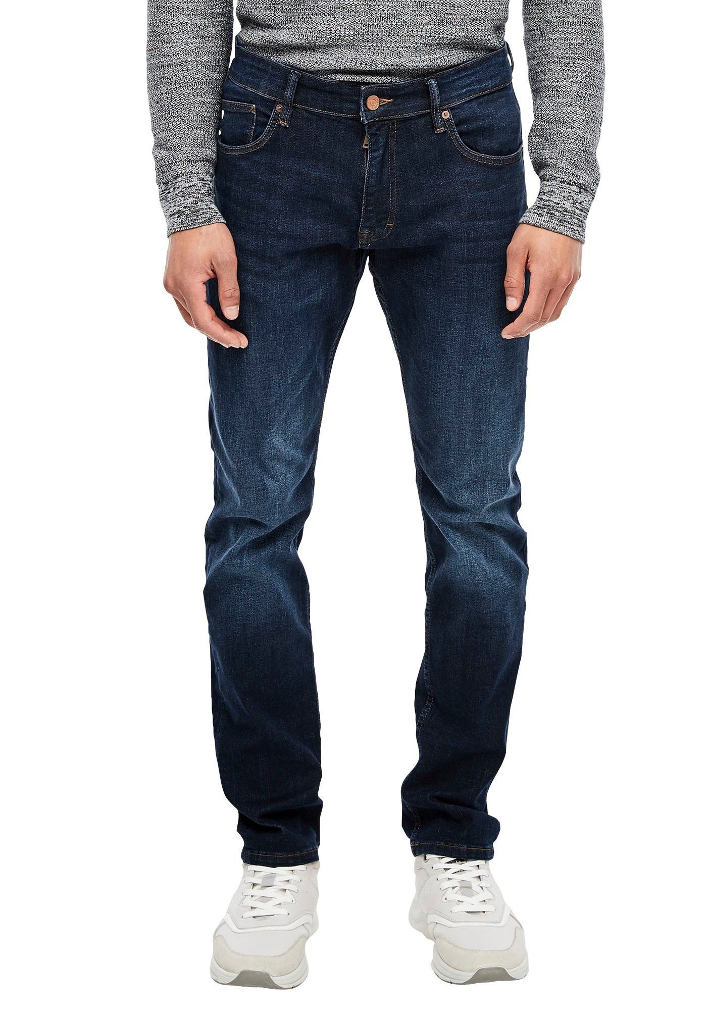 QS 5-Pocket-Jeans mit leichten Abriebeffekten dark-blue