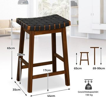 KOMFOTTEU Barhocker Küchenstuhl (2er Set), mit PU-Ledergewebesitz & Holzrahmen