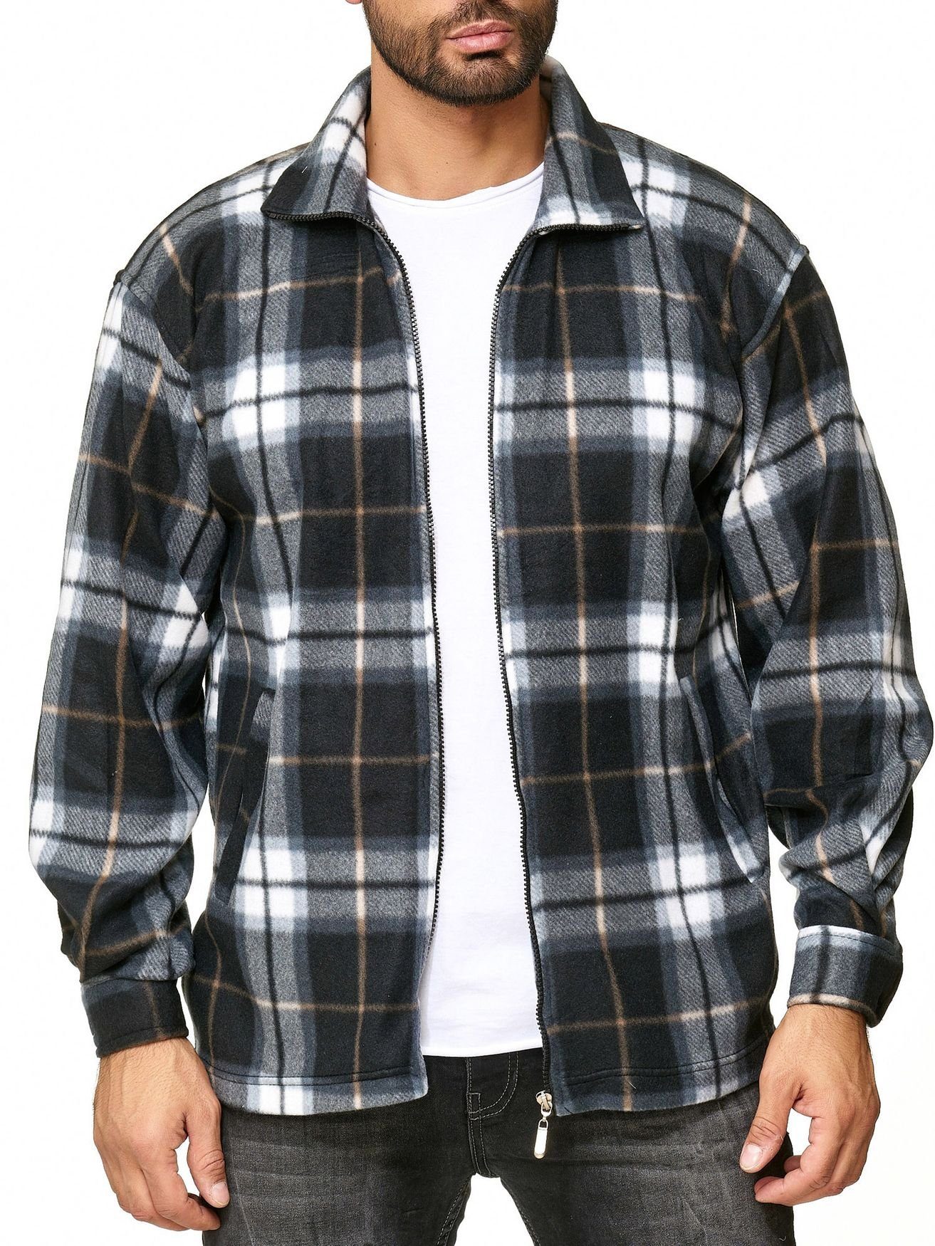 Egomaxx Blouson Fleece Holzfäller Karierte Arbeitsjacke günstig online kaufen