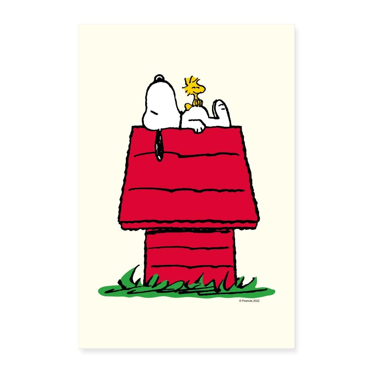 Poster Peanuts Snoopy Woodstock Und Die Hundehütte Poster 40x60 cm
