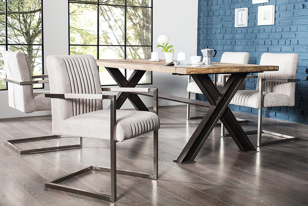 riess-ambiente Freischwinger BIG ASTON stone grau / silber, Esszimmer · Mic günstig online kaufen