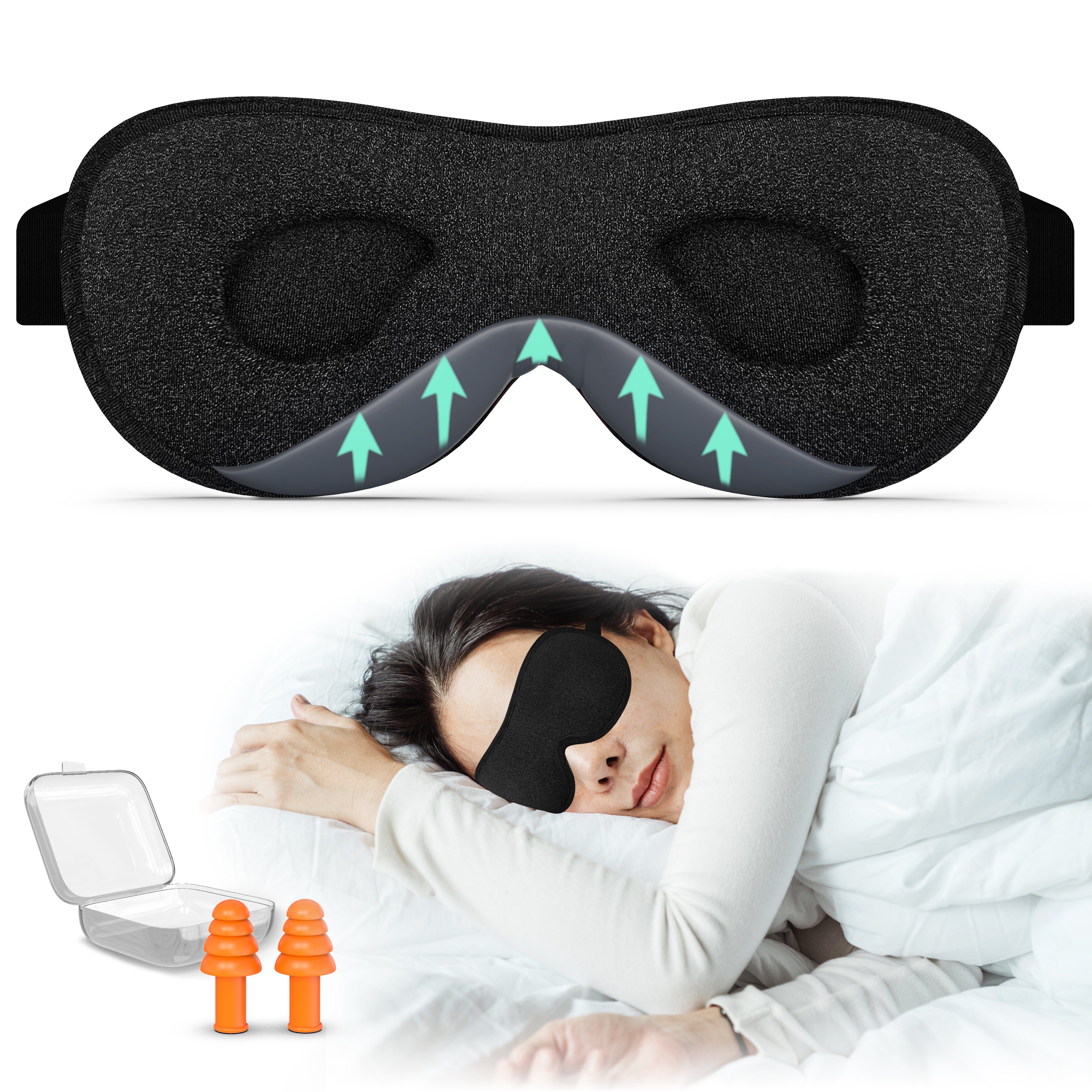Styngard Schlafmaske Atlanta, Set, inkl. Ohrstöpsel, 100% Lichtdicht, 3D geformt