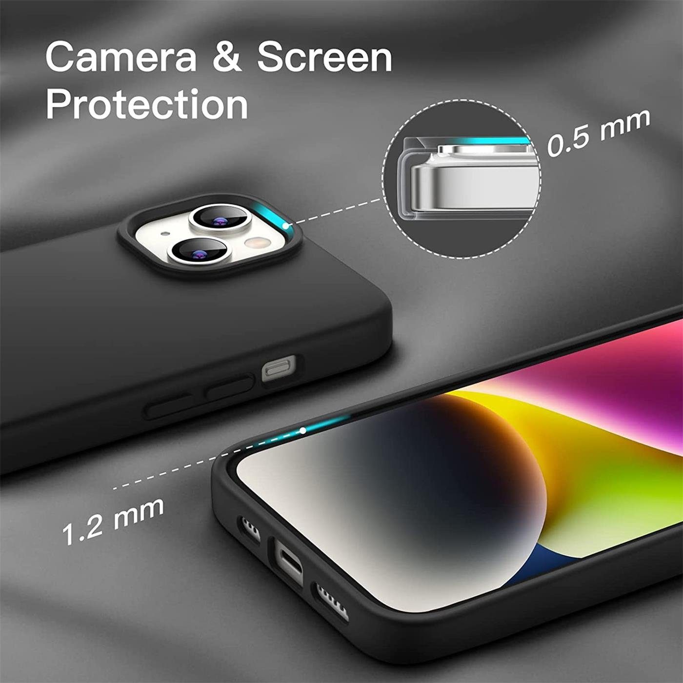 CoolGadget Handyhülle Handy Schutzhülle für Apple iPhone 15 Plus matt schwarz 6,7 Zoll, Silikon TPU Hülle Schutz Tasche Cover schlicht Slim Case – Bild 4 von 5