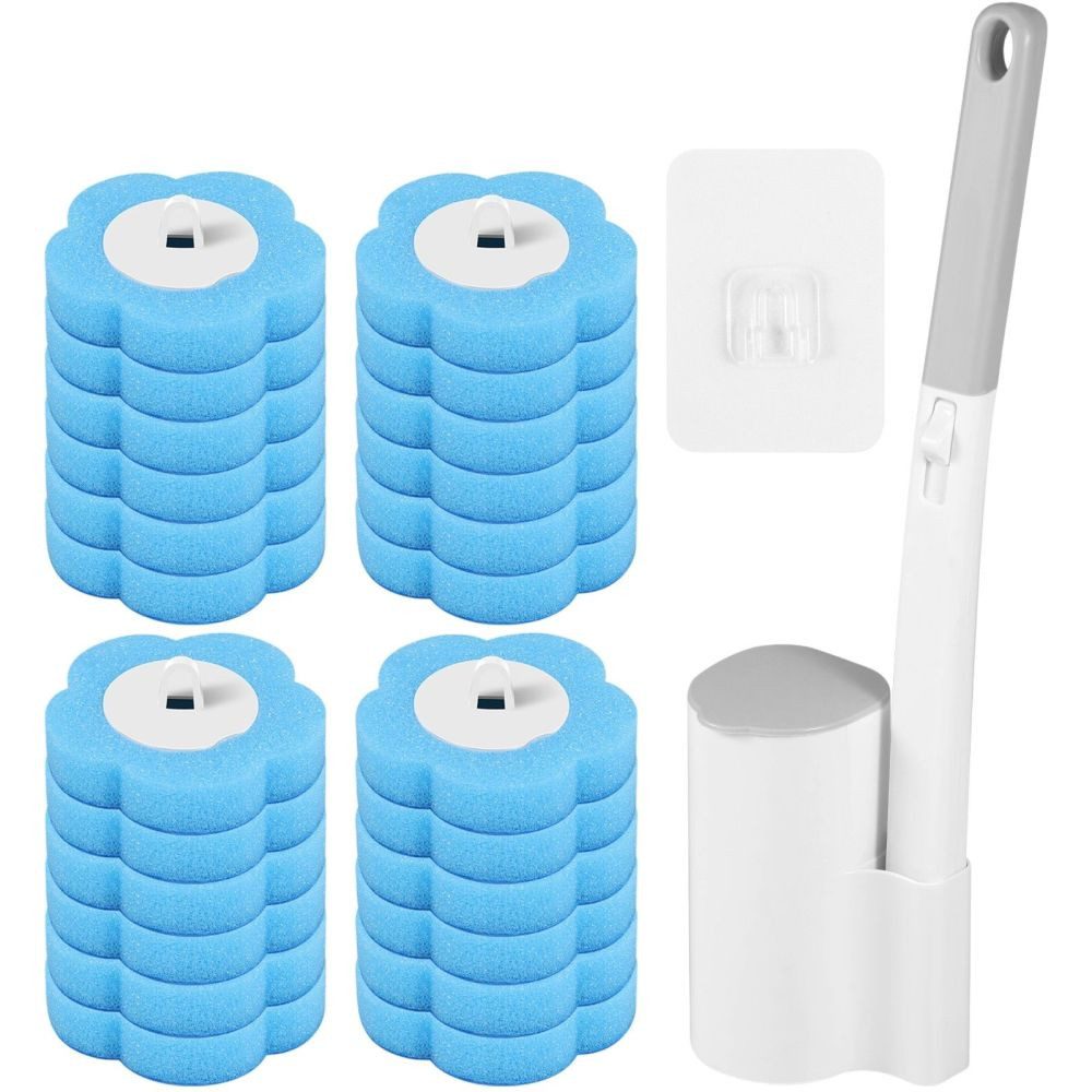 WC-Reinigungsbürste 24er WC-Bürsten Set mit Einwegköpfen und langem Griff DE.