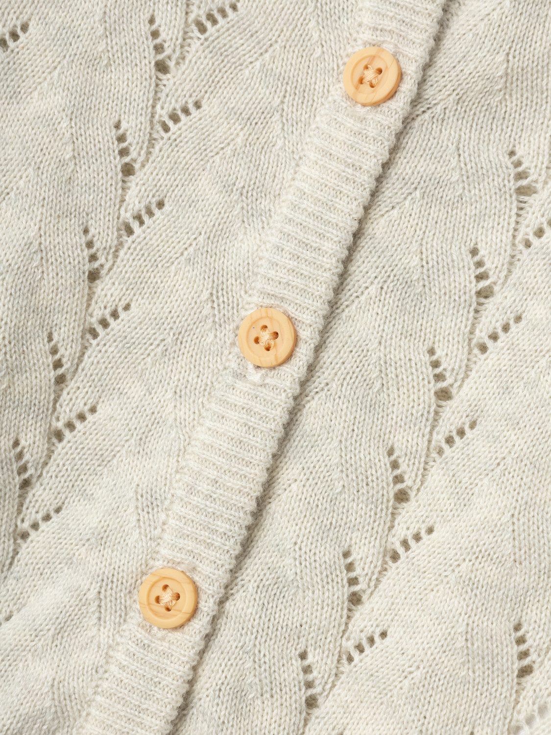 Name It Strickjacke NMFBANNI für Mädchen mit Ajour-Strick und Rippbündchen unifarben, casual, regular fit, Baumwolle, Rundhals