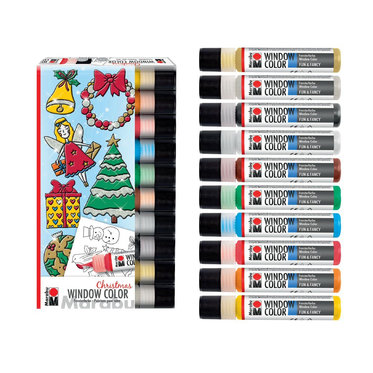 Sticker Marabu Window Color Set Xmas, 10 x 25 ml