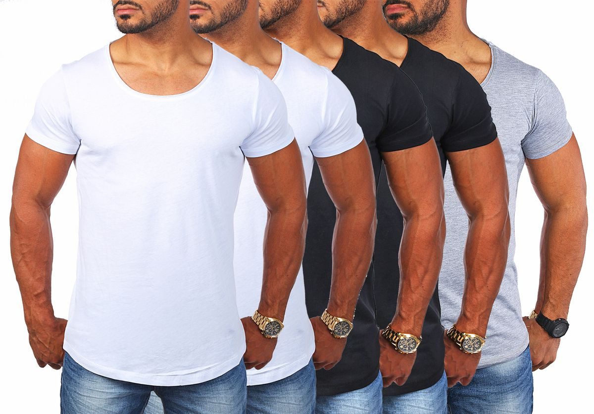 Young & Rich T-Shirt Herren Uni Basic rundhals Ausschnitt vintage Look Unte günstig online kaufen