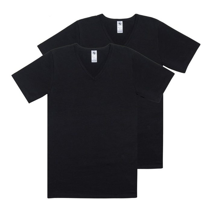 HAASIS Bodywear 1919 Unterziehshirt Herren Shirt 77251051-schwarz (Packung 2-St. 2er Pack) hochwertiges schwarzes V-Shirt in optimaler Paßform pflegeleicht formbeständig strapazierfähig aus 95% hautsympathischer Baumwolle