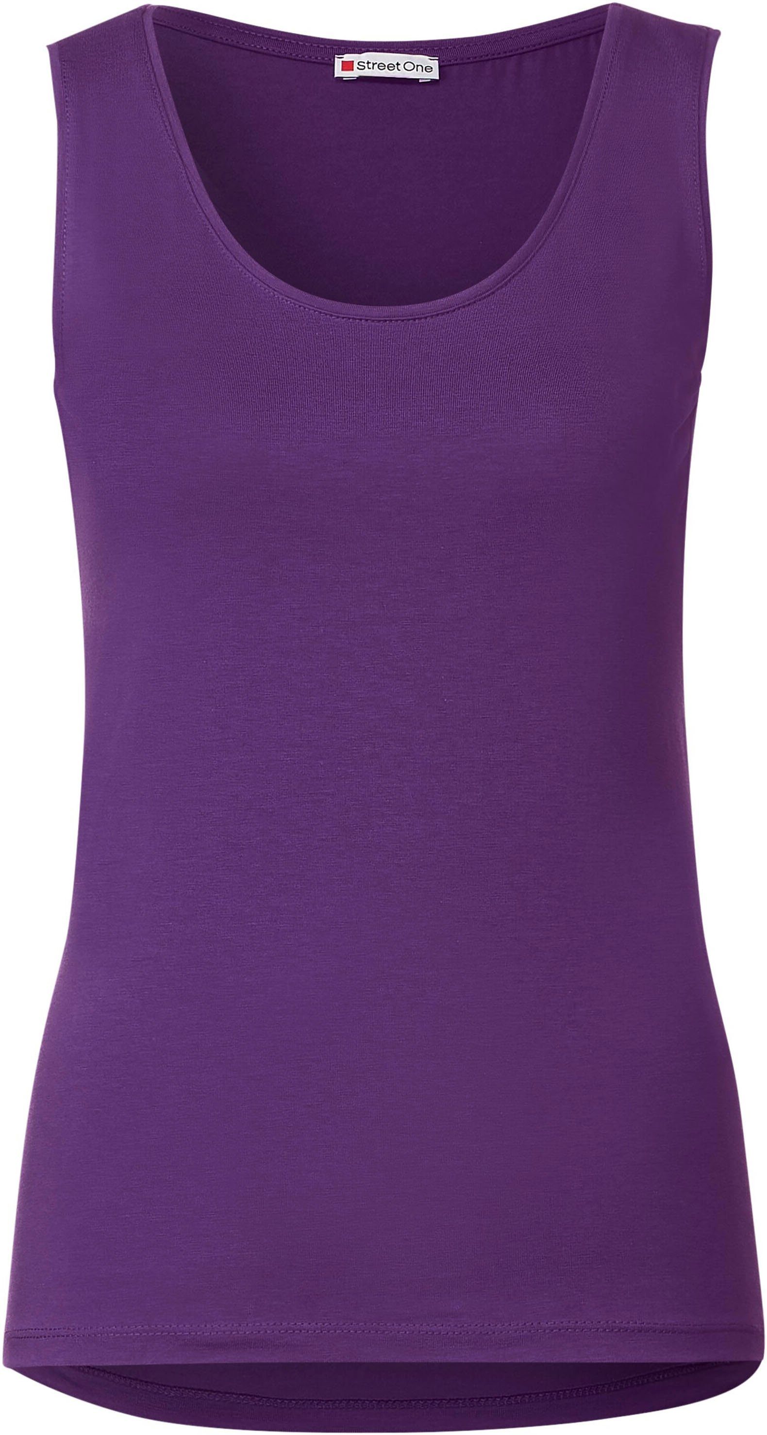 STREET ONE Tanktop Top Style lilac Anni mit pure Rundhalsausschnitt in Unifarbe deep