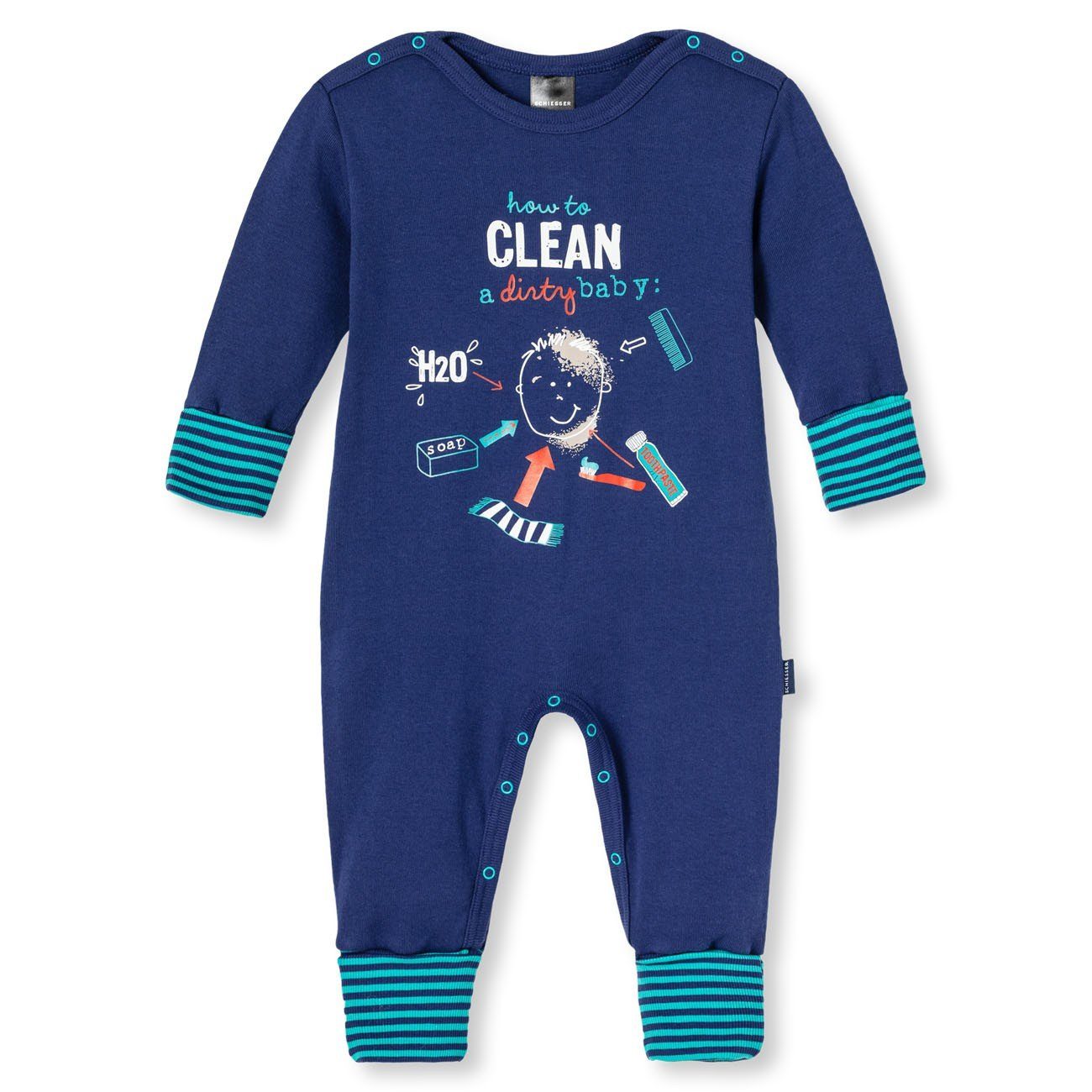 Schiesser Schlafanzug How to Clean a Dirty Baby (Set, Set) Jungen Strampler, Schlafanzug mit Vario Fuß, Krempelfuss Baumwolle