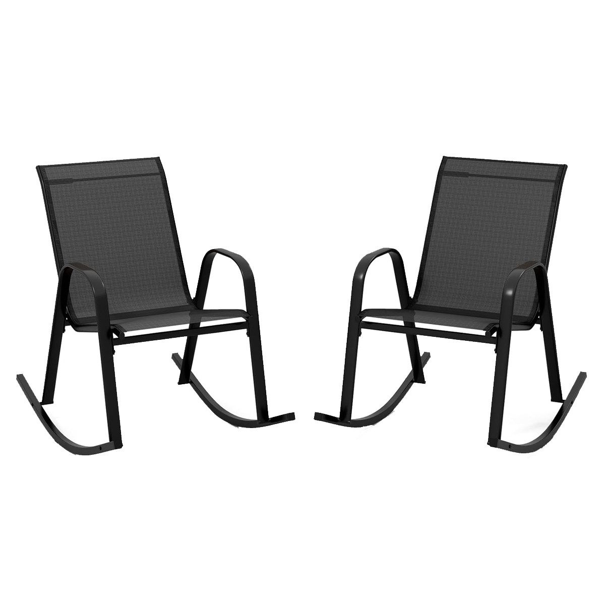 KOMFOTTEU Schaukelstuhl Gartenstuhl (2er Set), mit Rücklehne & Armlehne,bis 150 kg