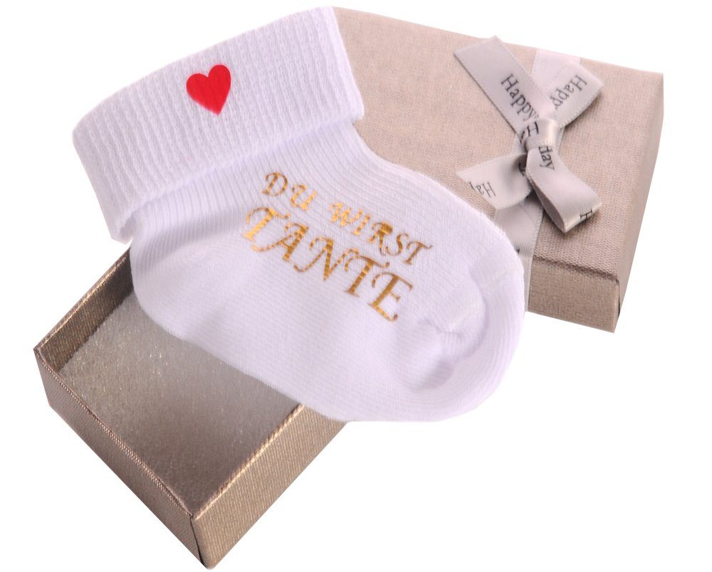 Neugeborenen-Geschenkset Geschenkbox und Socke mit Ankündigung 1 Socke Babysocke