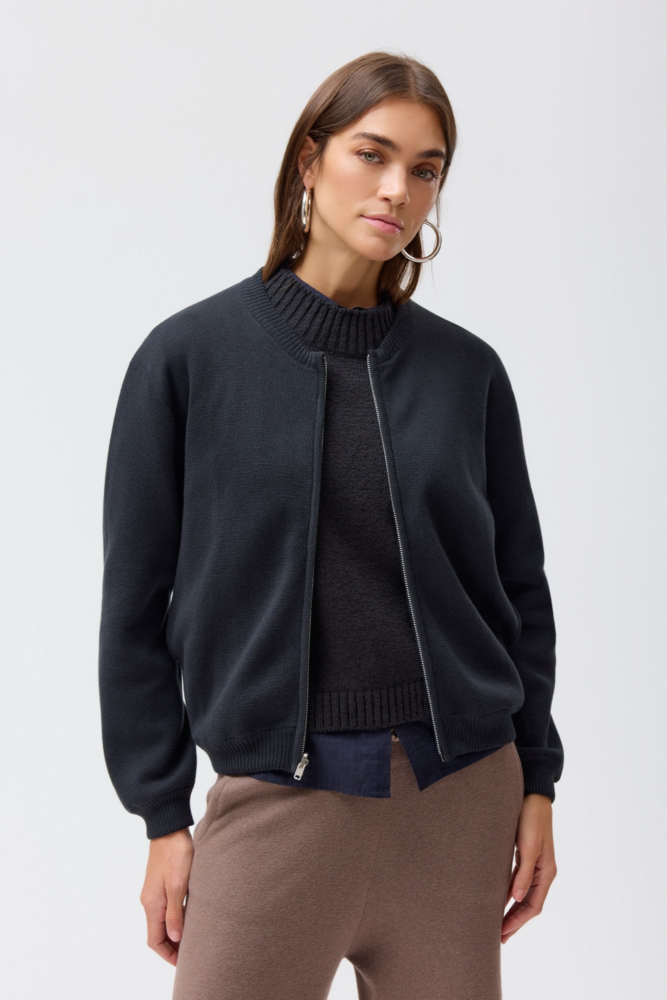 People Wear Organic Strickjacke blau uni GOTS zeritfiziert