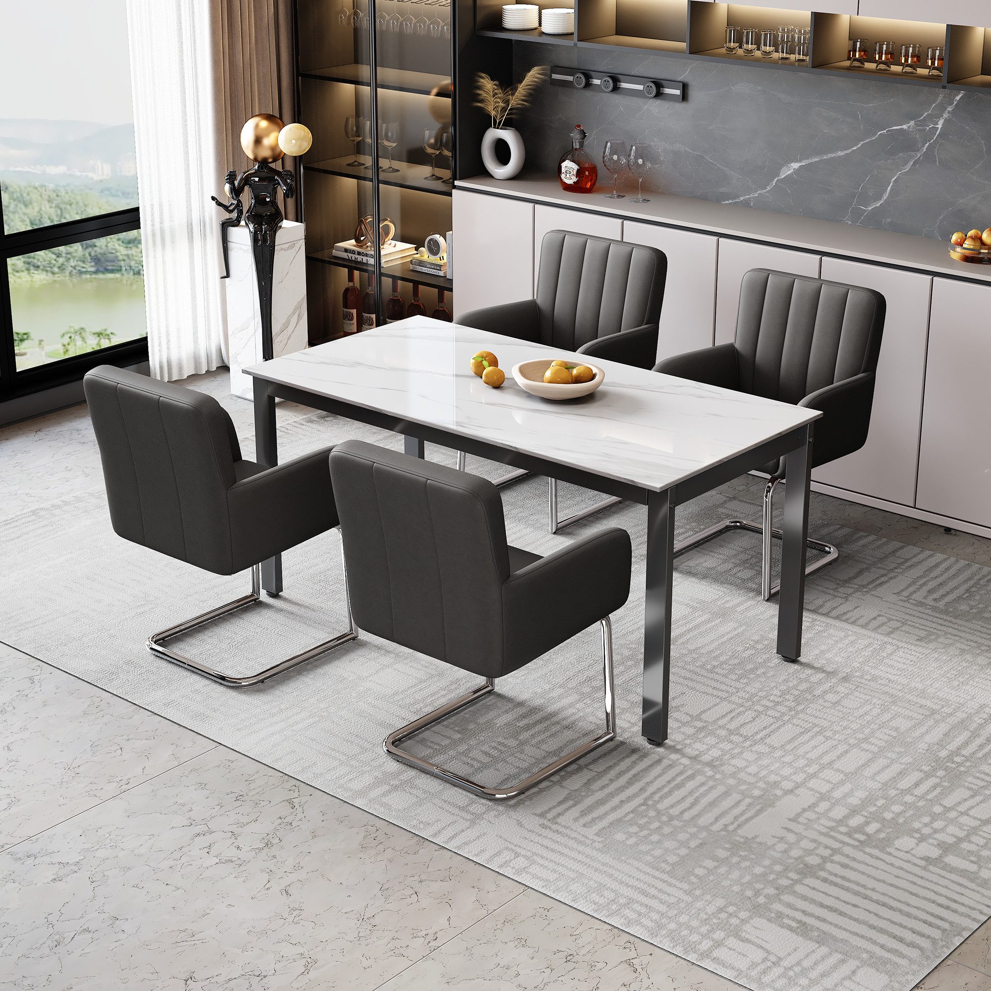 Celya Esszimmerstuhl Gepolsterter Sessel, Lounge-Stuhl, Wohnzimmerstuhl (mit gestreifte Rückenlehne und Metallbeine), Ideal für Esszimmer, Wohnzimmer, Büro, Café oder Balkon