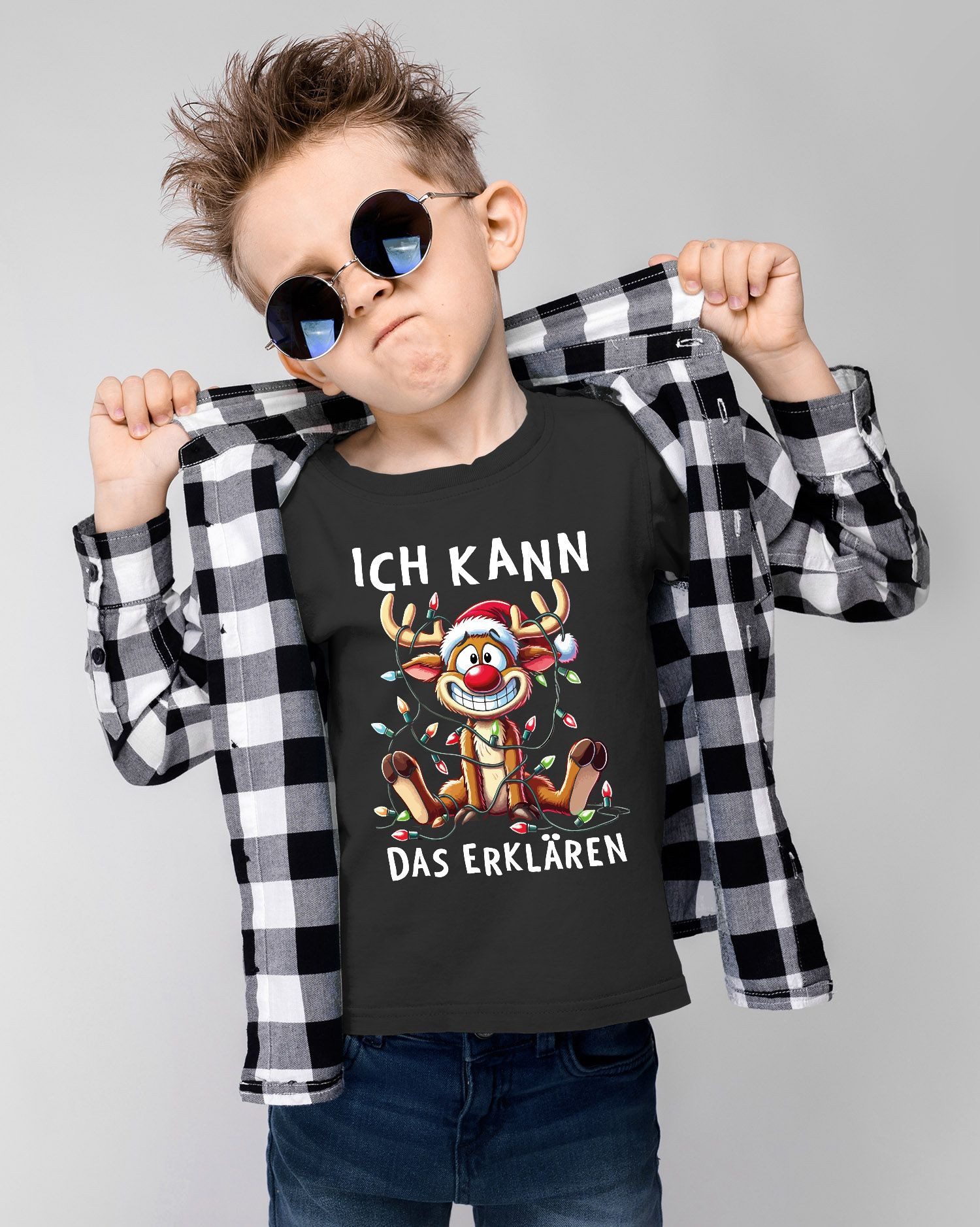 MoonWorks Print-Shirt Kinder T-Shirt Weihnachten Rentier Elch Spruch Lustig Weihnachtsshirt