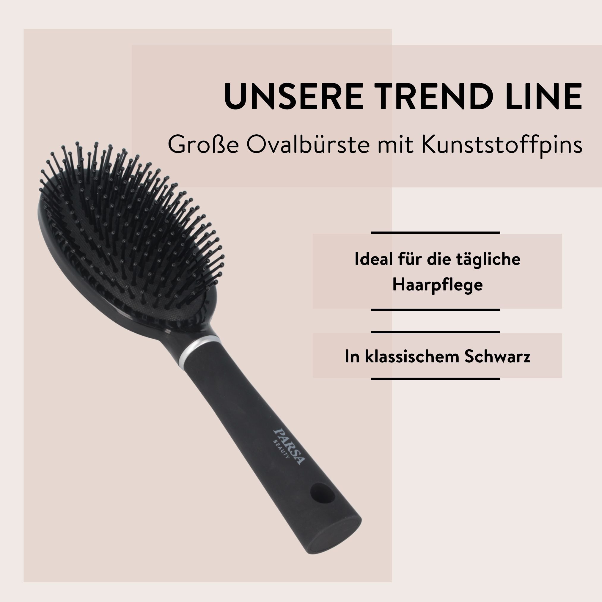 PARSA Beauty Haarbürste Essential Trend-Line Ovalbürste, schonende Pflege & Natürlicher Glanz