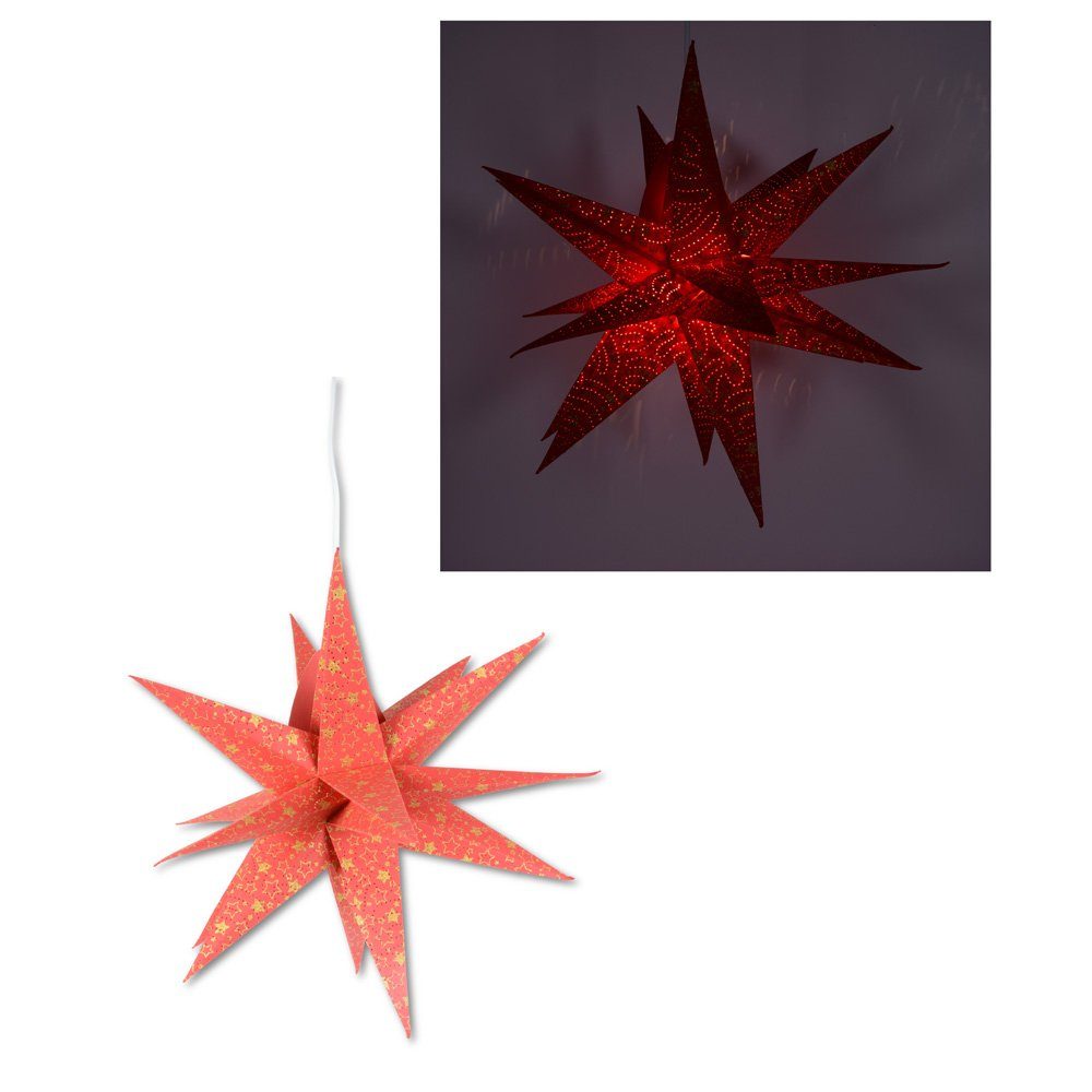 RIFFELMACHER & WEINBERGER Dekostern Weihnachtsstern Бумагаstern für Innen - Ø 45 Rot oder Weiß, 1 St., 3D-Stern