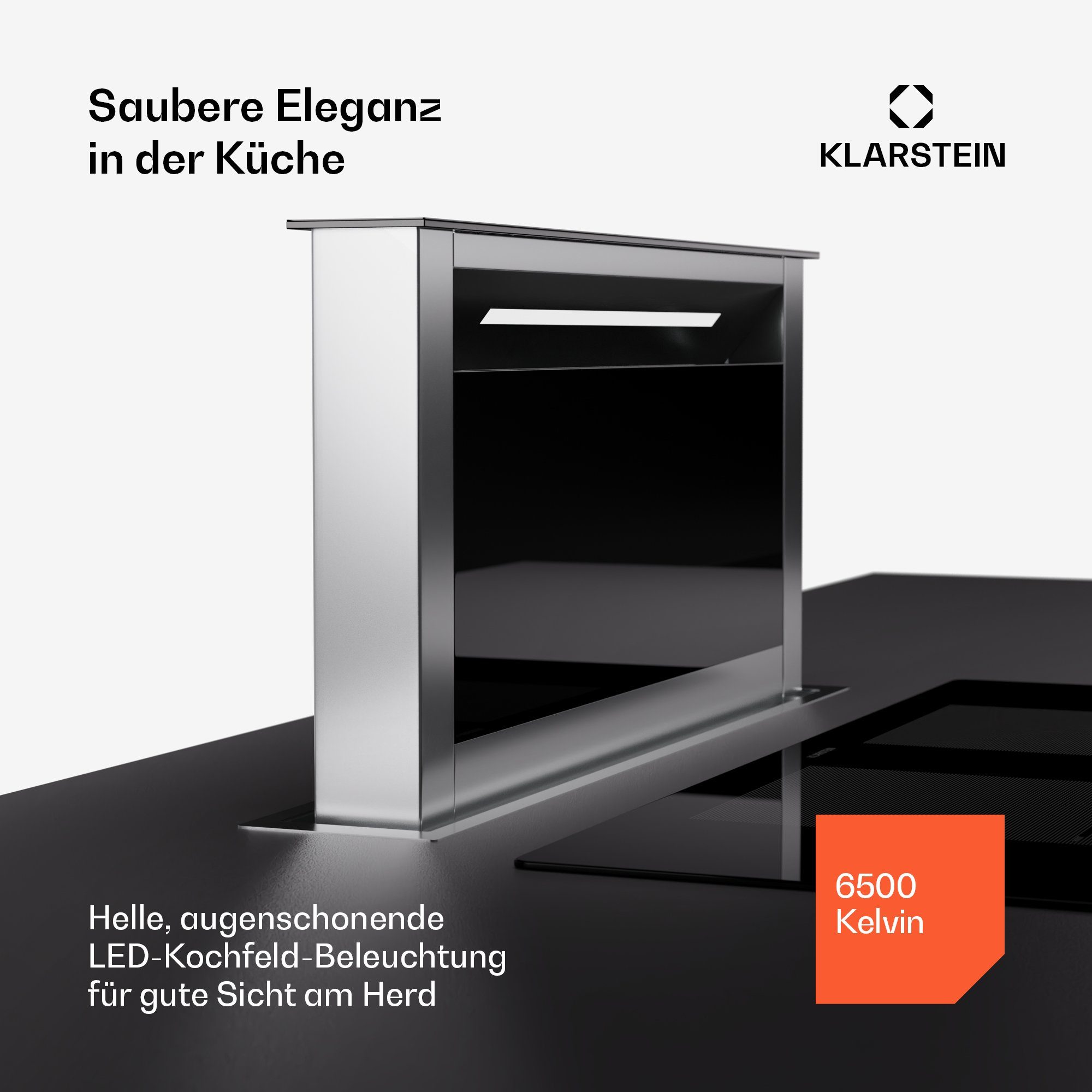 Klarstein Deckenhaube Royal Flush Eco Royal Flush Eco, Dunstabzugshaube Slim Umluft Abluft LED Touch Edelstahl
