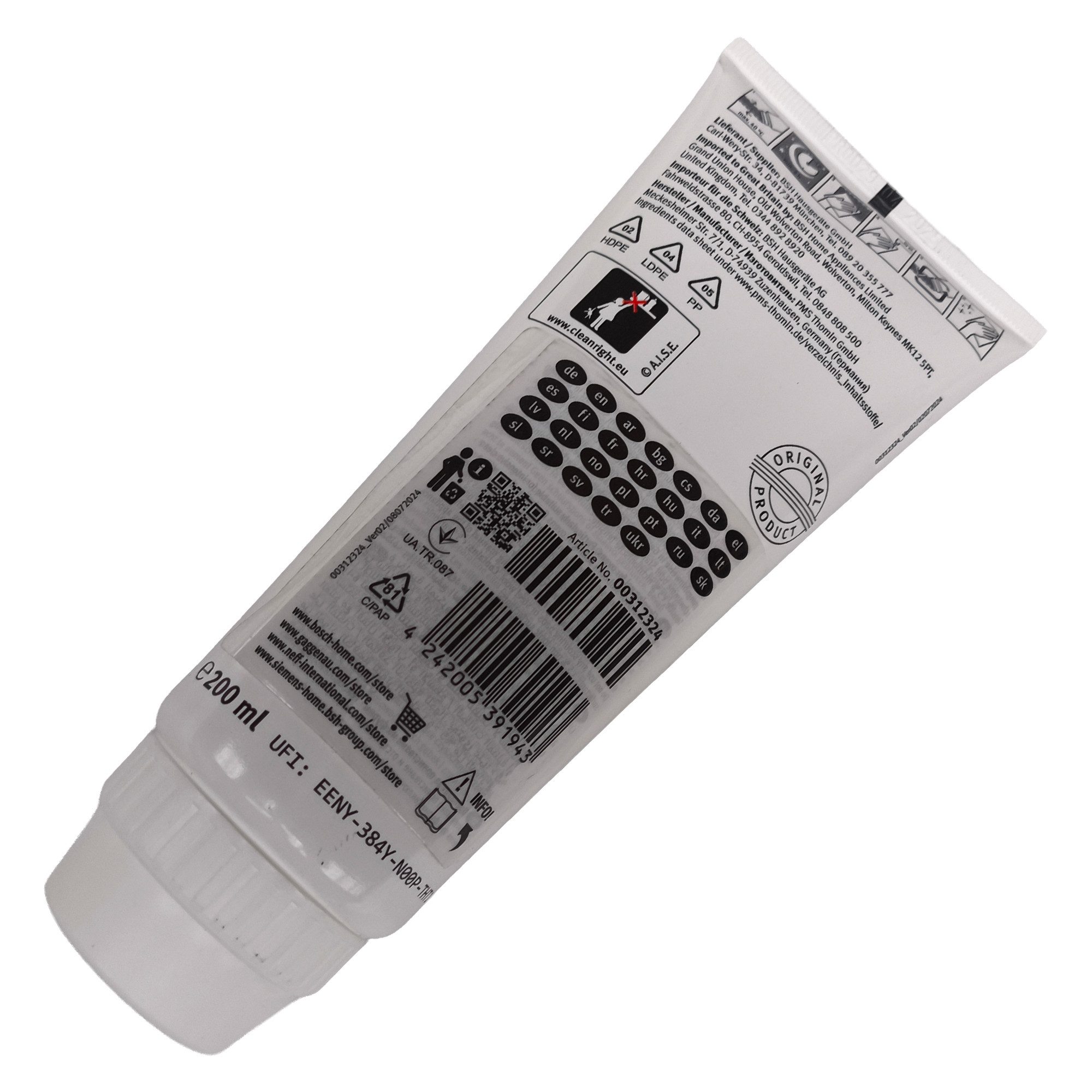 BOSCH Reinigungsgel 00312324 200 ml Backofenreiniger (für Backofeninnenraum)