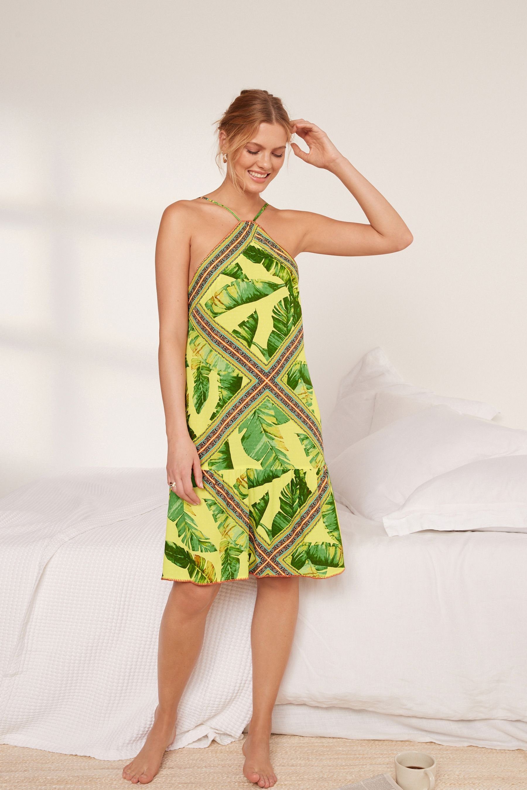 Next Nachthemd (1-tlg) Kleid Print mit Verschlussloses