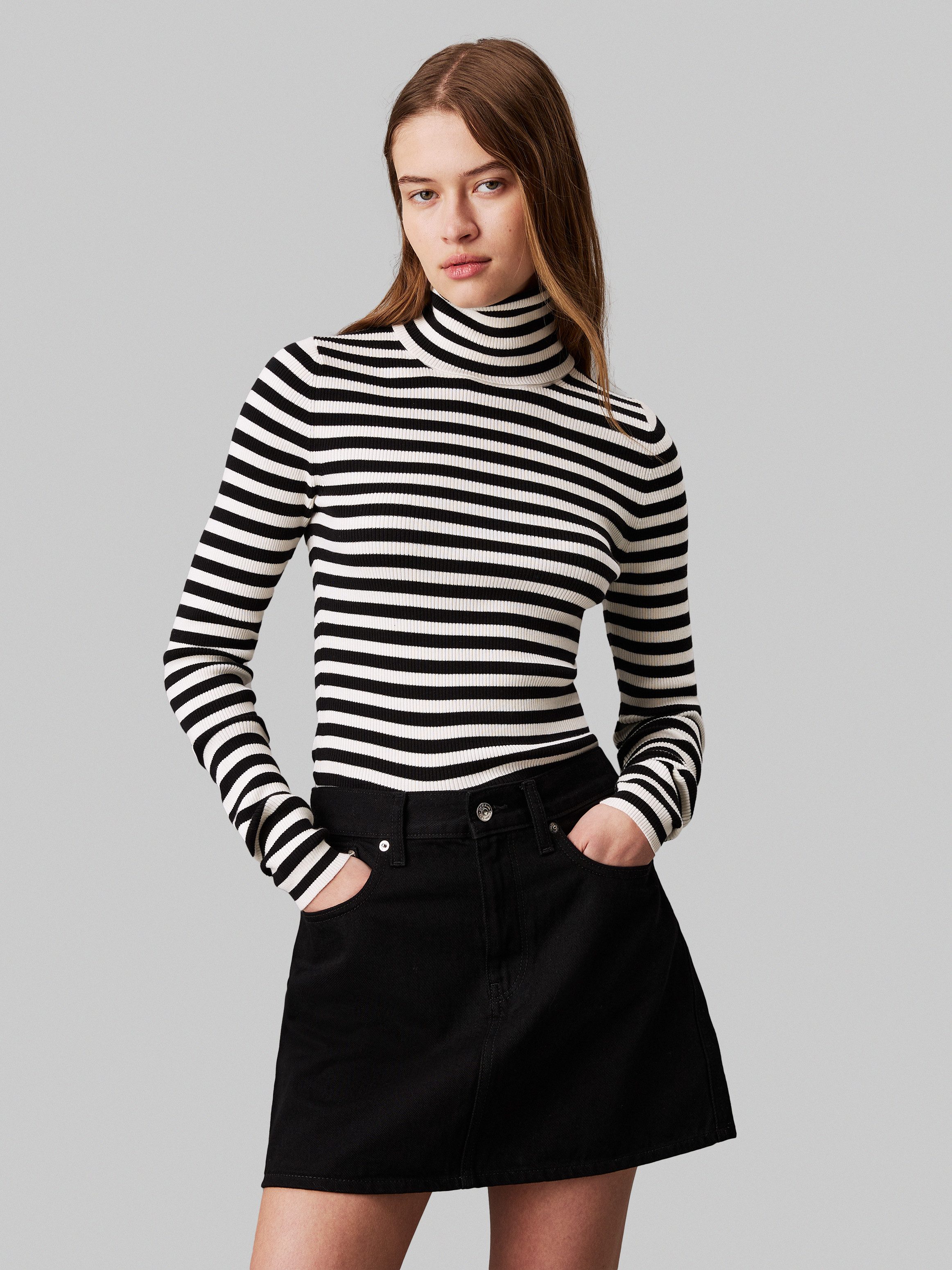 Calvin Klein Jeans Rollkragenpullover WOVEN LABEL günstig online kaufen