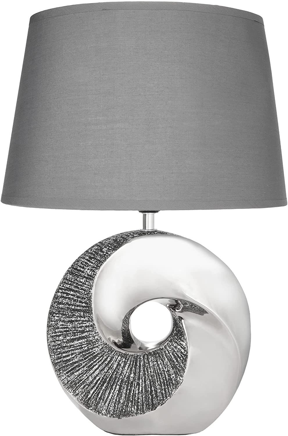 BRUBAKER Nachttischlampe »Tischlampe Stein Ring Silber«, Moderne  Tischleuchten mit Keramikfuß, Höhe 42,5 cm online kaufen | OTTO