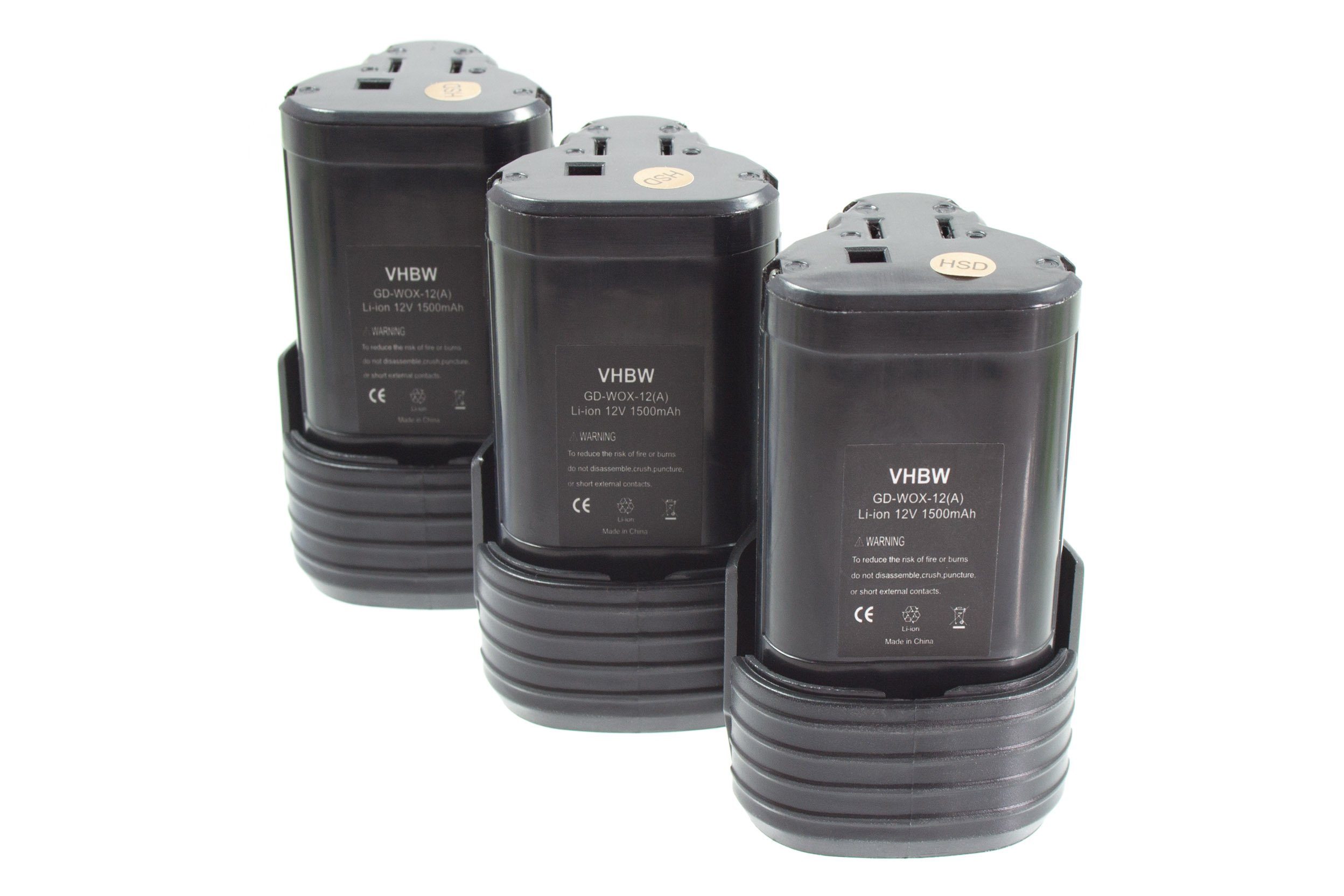 vhbw Akku passend WX125 Lampe, Worx WU127, (1500mAh, WU025 W125.4, mAh Elektrowerkzeug 12V, W125.3, W125.M, WX126, Li-Ion) für W125.5, 1500 W125.1