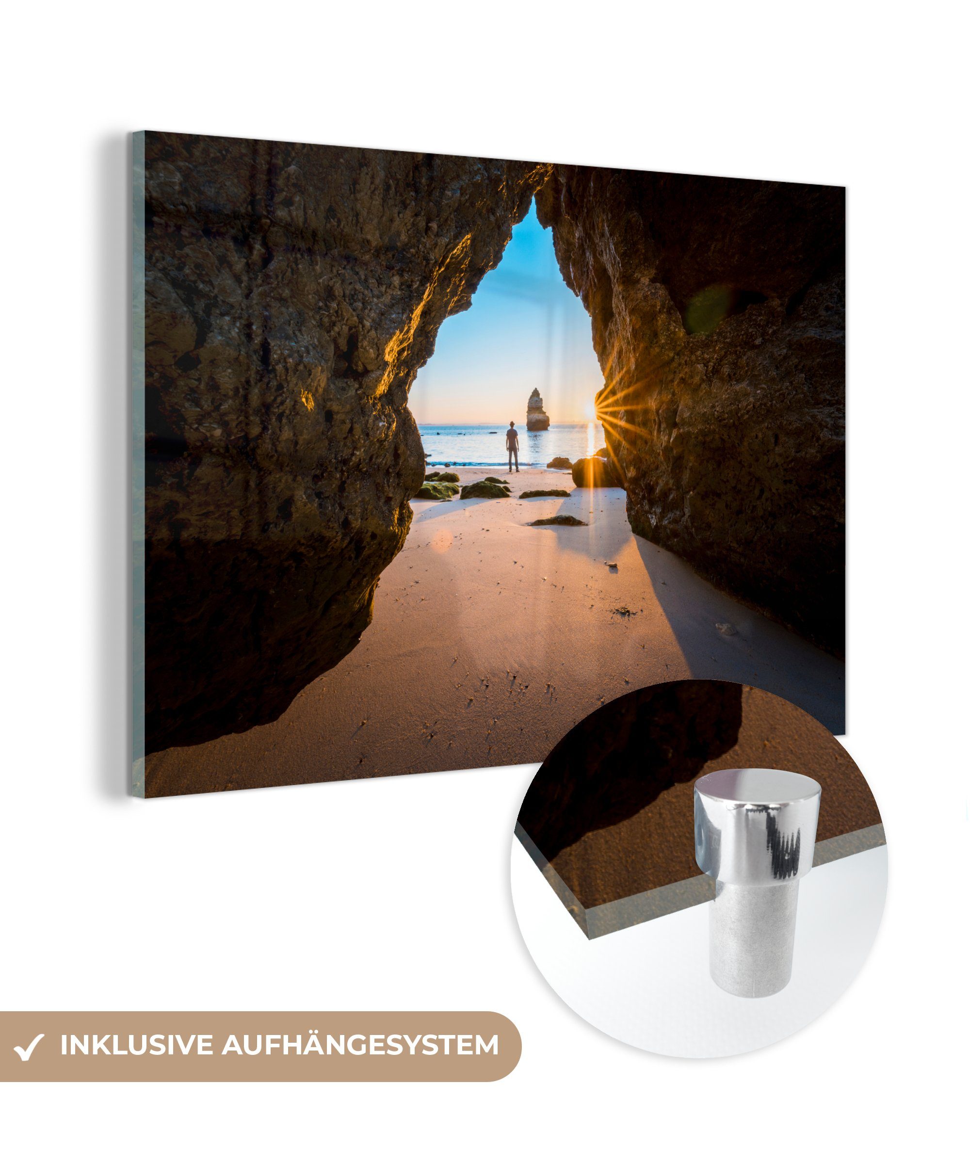 MuchoWow Acrylglasbild Sonnenuntergang an der Algarve, (1 St), Acrylglasbilder Wohnzimmer & Schlafzimmer