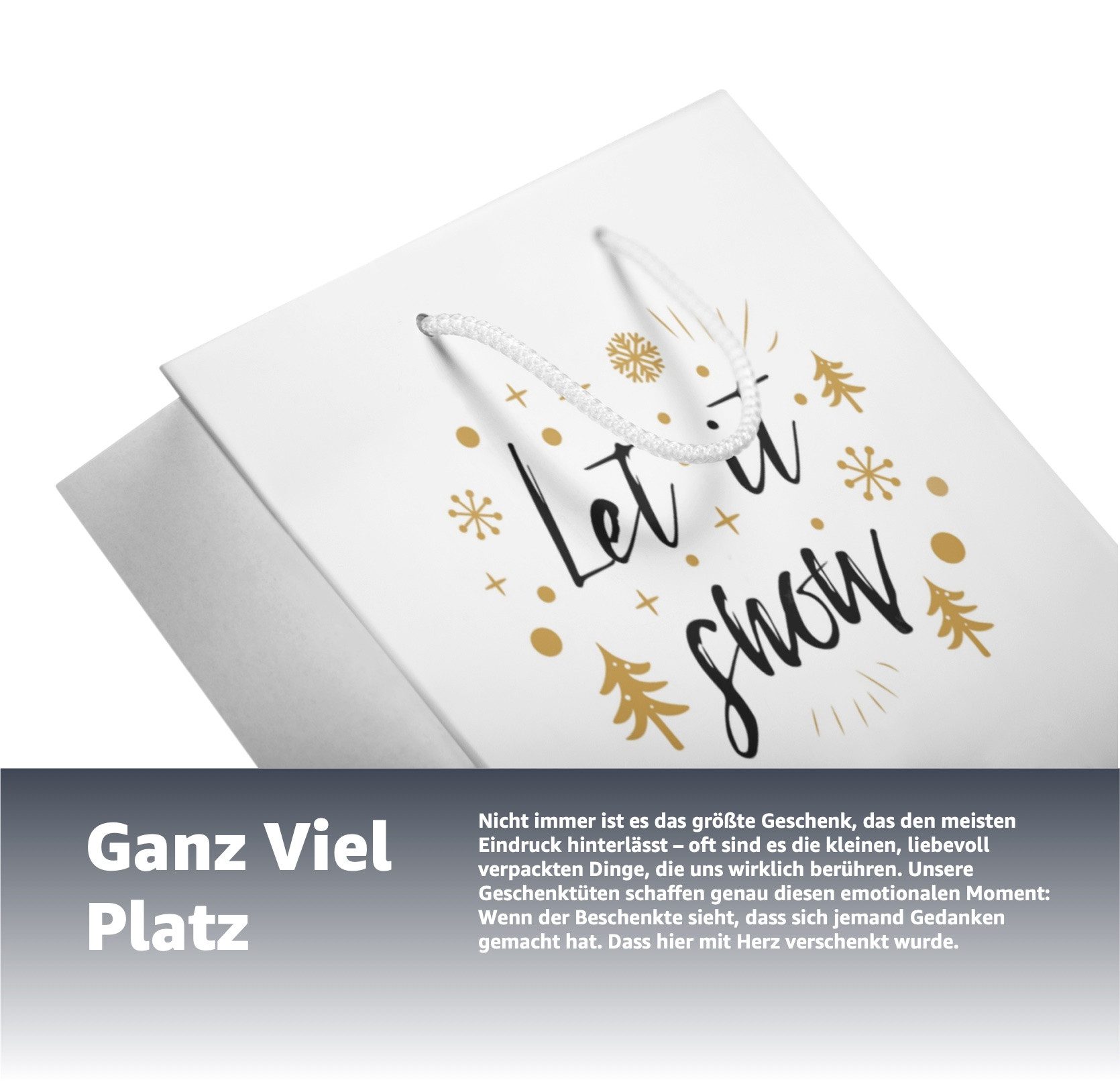TK Gruppe Aufbewahrungsbox 12x XXL Weihnachtstaschen Geschenktüten Geschenktaschen Modern (Packung, 12x Weihnachtstaschen), Mit Geschenkanhänger
