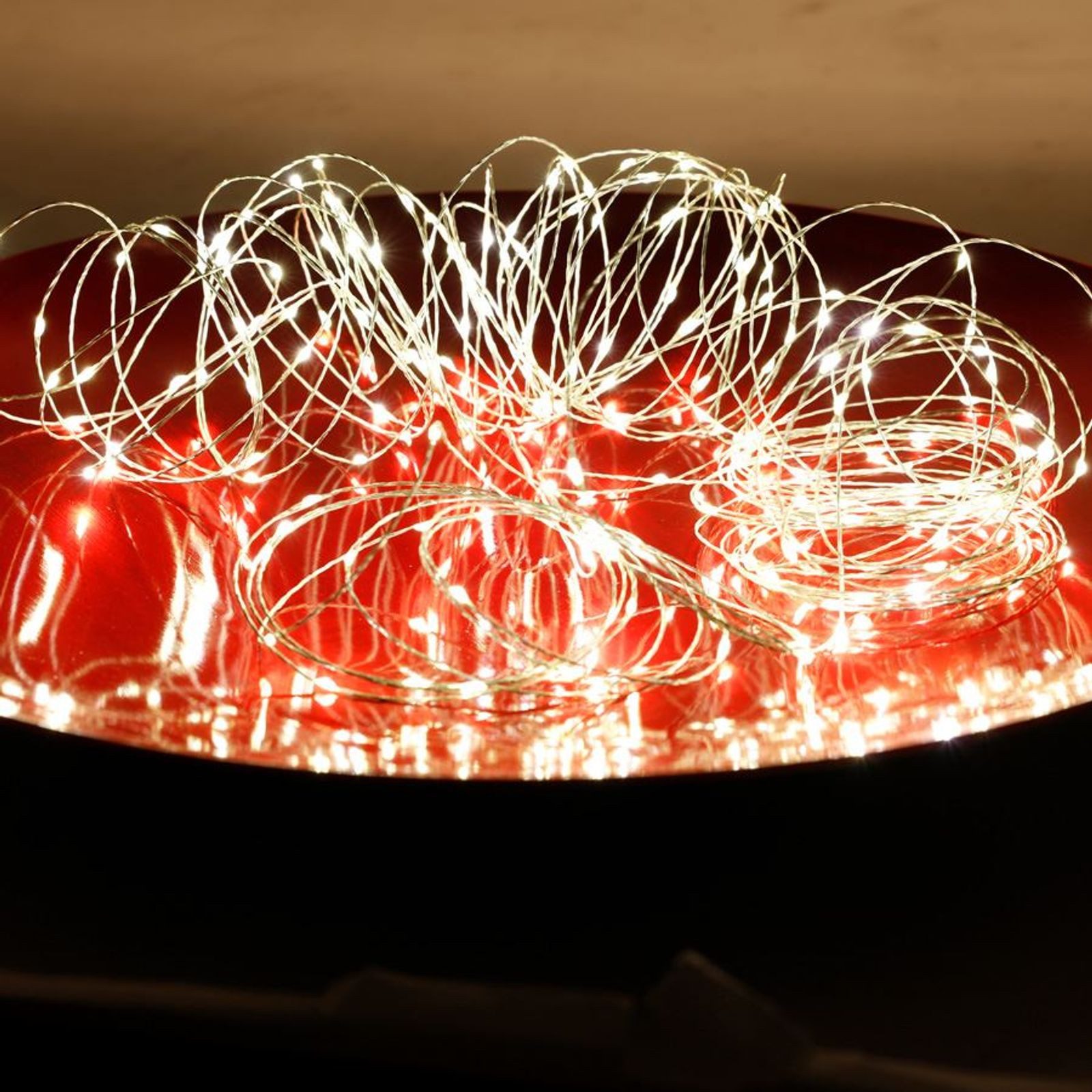 New Home Lichterkette LED-Drahtlichterkette mit Timer 21,9m 200 Micro-LEDs Warmweiß Deko