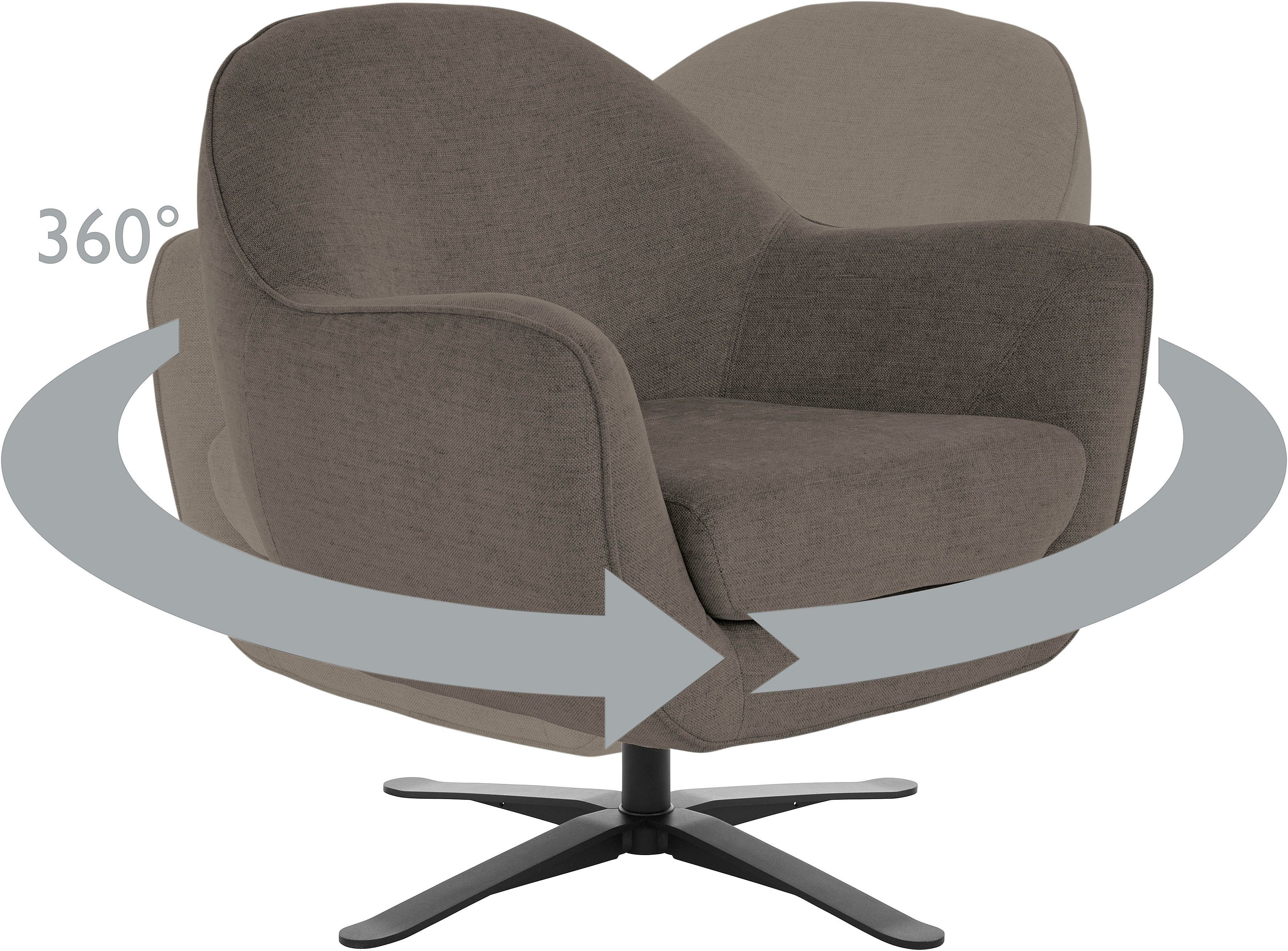 Home affaire Drehsessel Stavre, Loungesessel mit Drehfunktion, in moderner Optik, mit elegantem Drehfuß