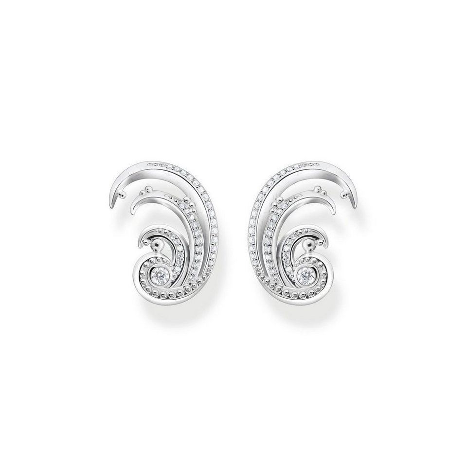 THOMAS SABO Paar Ohrstecker Welle mit Weißen Steinen Silber, Stil:  Ohrstecker