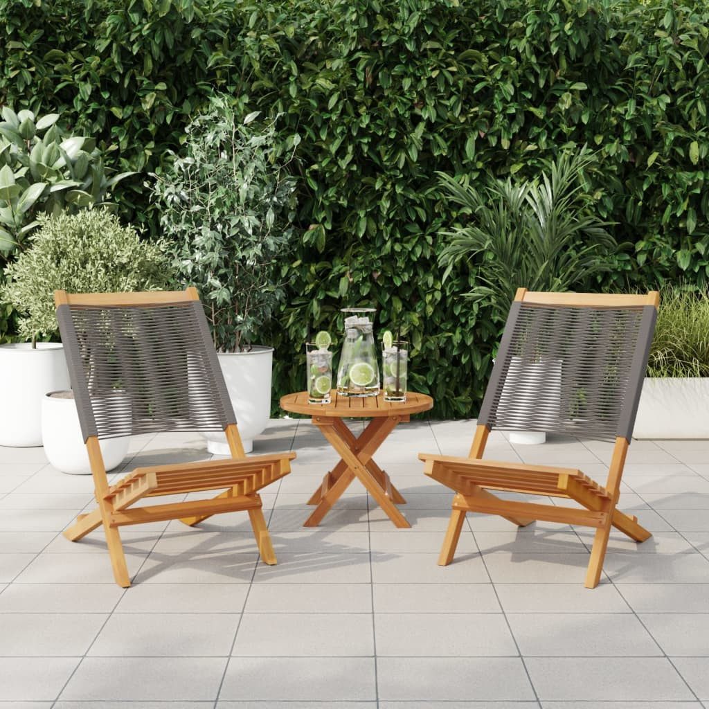 vidaXL Gartenstuhl Gartenstühle 2 Stk. Grau Massivholz und Polypropylen (2 St)