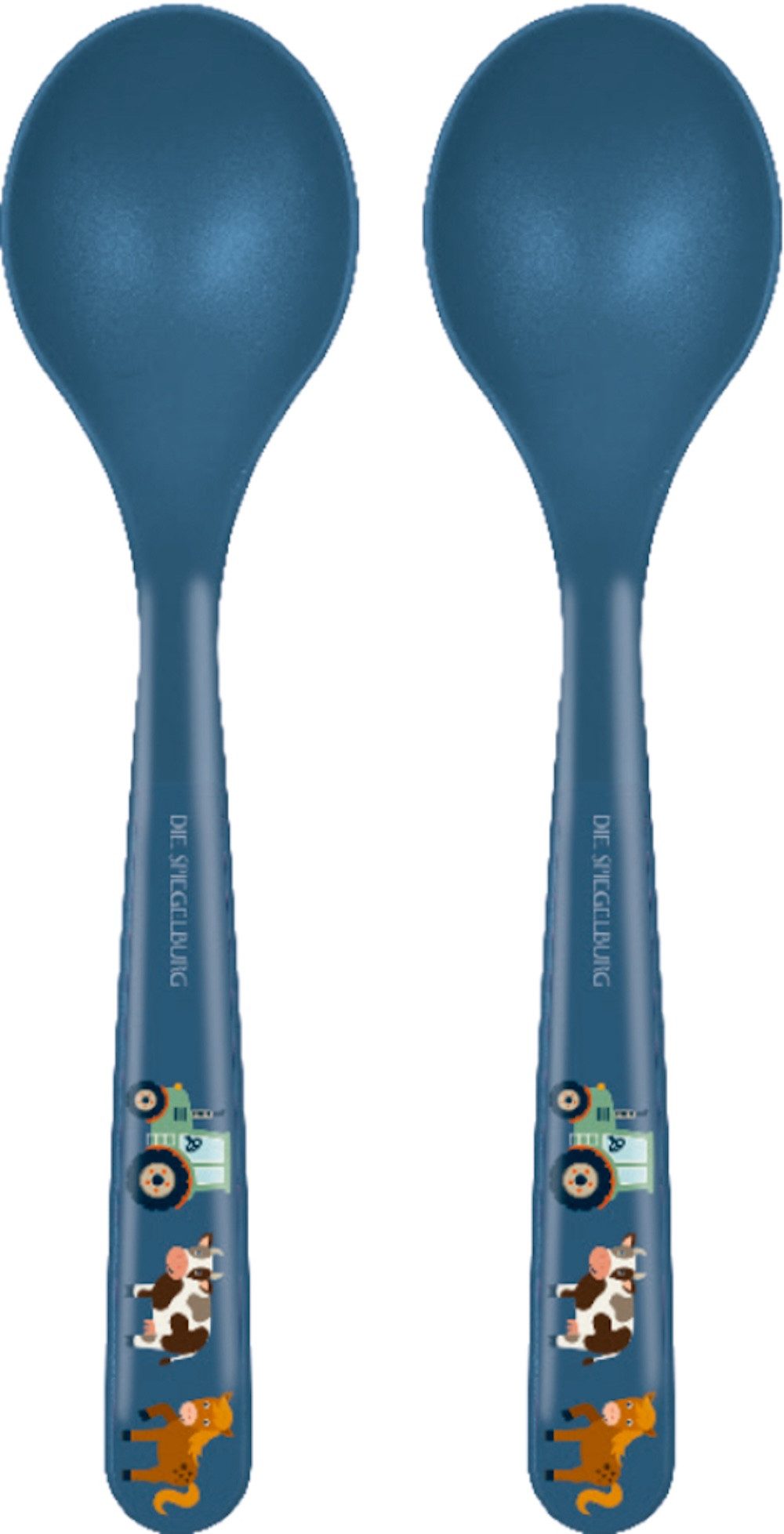 COPPENRATH DIE SPIEGELBURG Esslöffel Kinderlöffel Ложки Ed. 2 - 2er-Set - Motiv Traktor blau (2 Stück), bruchsicher, leicht zu reinigen