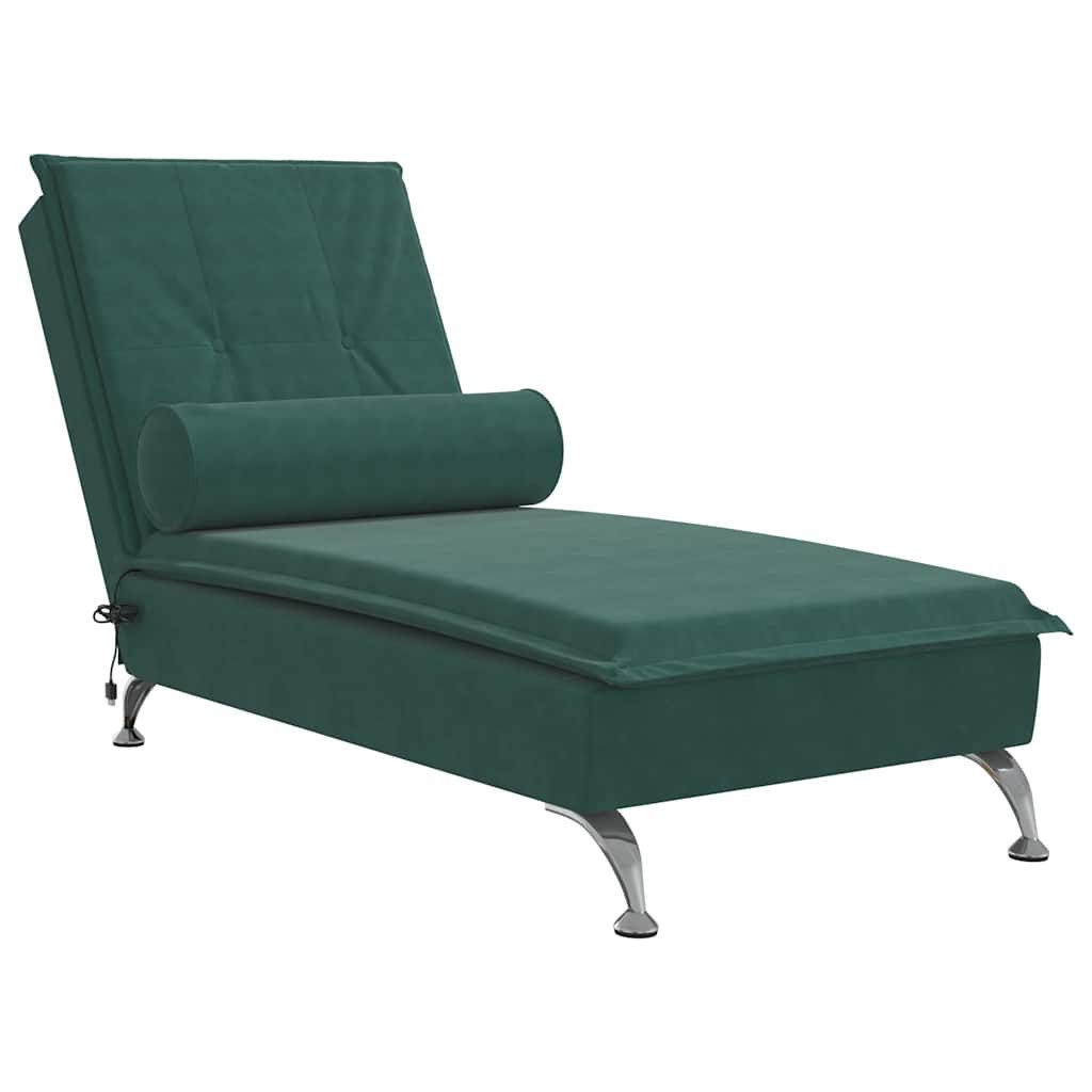 vidaXL Chaiselongue Massage-Chaiselongue mit Nackenrolle Dunkelgrün günstig online kaufen