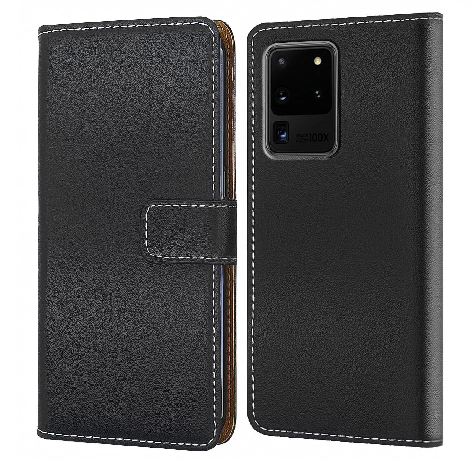 Numerva Handyhülle Bookstyle Etui Handytasche für Samsung Galaxy S20 / Plus / Ultra / FE, Klapphülle mit Kartenfächer Schwarz