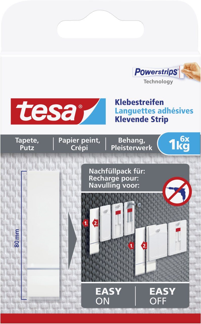 tesa Klebepad tesa Klebestreifen Traglast 1 kg, 6 Stück