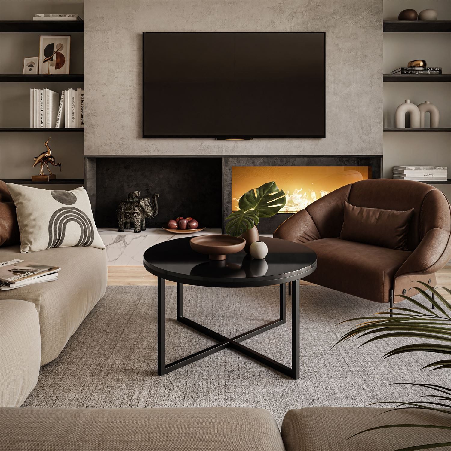 Lookway Couchtisch Runder Couchtisch CIRI-X Hochglanz günstig online kaufen