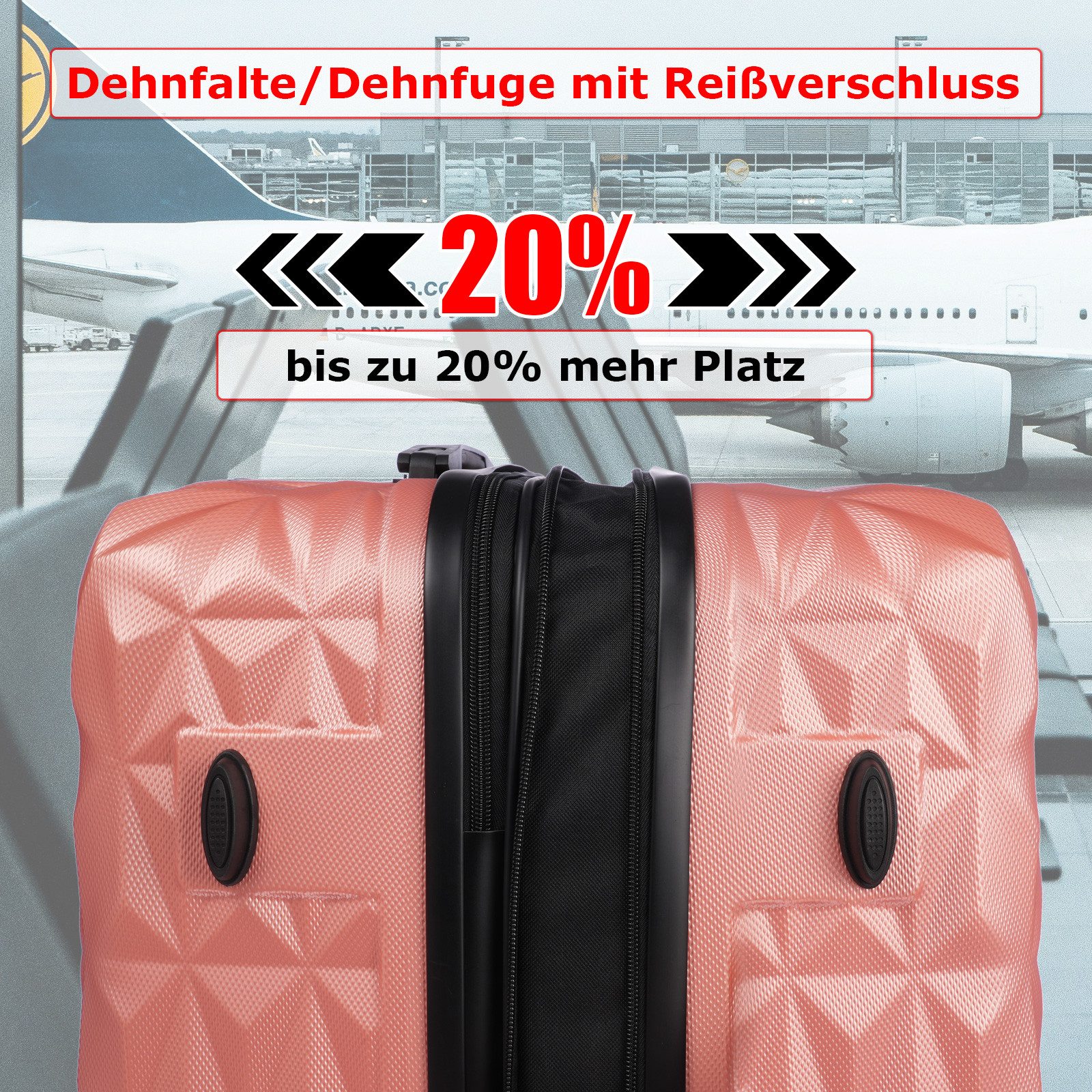Weissmantel Kofferset 5er Koffer Set Hartschalenkoffer Kofferset XL Bordgepäck Handgepäck, (Suitcase 5 teilig Rollkoffer, Hartschalenkoffer Set, Reisekoffer, Kofferset, Koffer Set, Tolley Set)