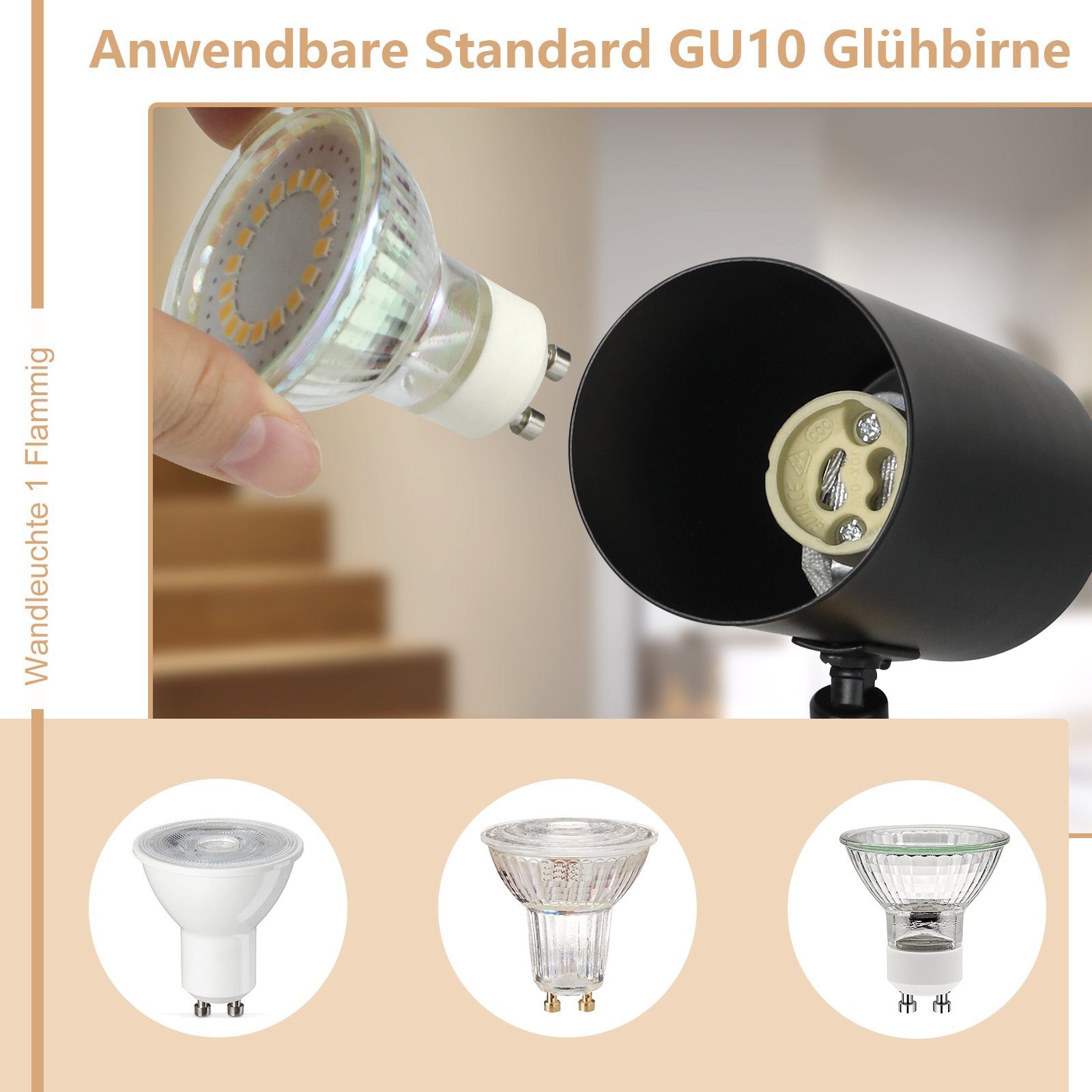 ZMH LED LED fest Deckenspot integriert, Deckenlampe Nicht Schwarz Dimmbar Modern, Deckenstrahler LED GU10- 330°Schwenkbar