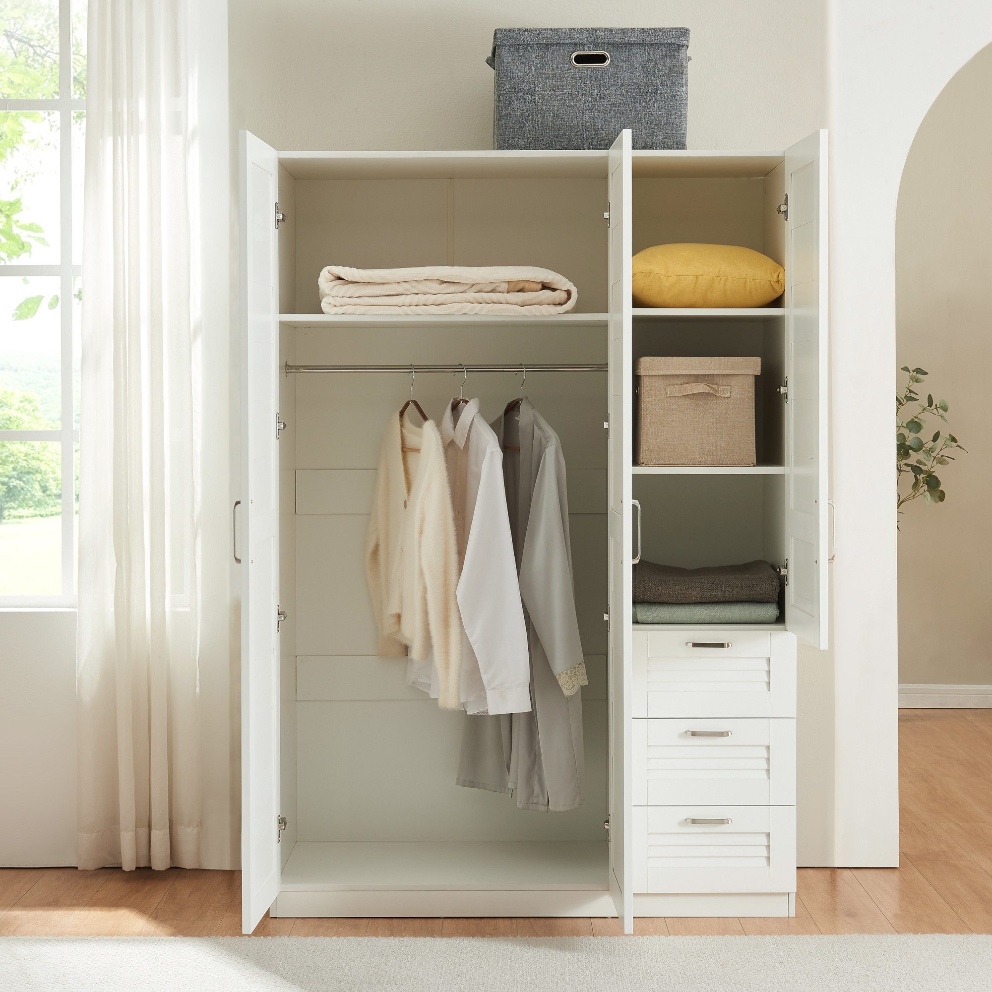 en.casa Kleiderschrank »Finning« 1 Stange, 4 günstig online kaufen