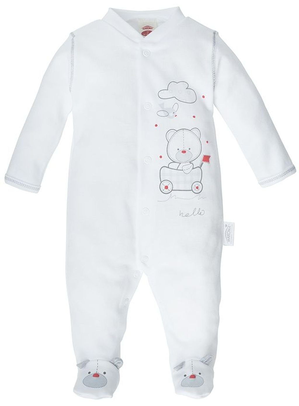 Schlafoverall Fuß Baby Neutral Schlafstrampler mit Strampler Schlafanzug Makoma Weiß