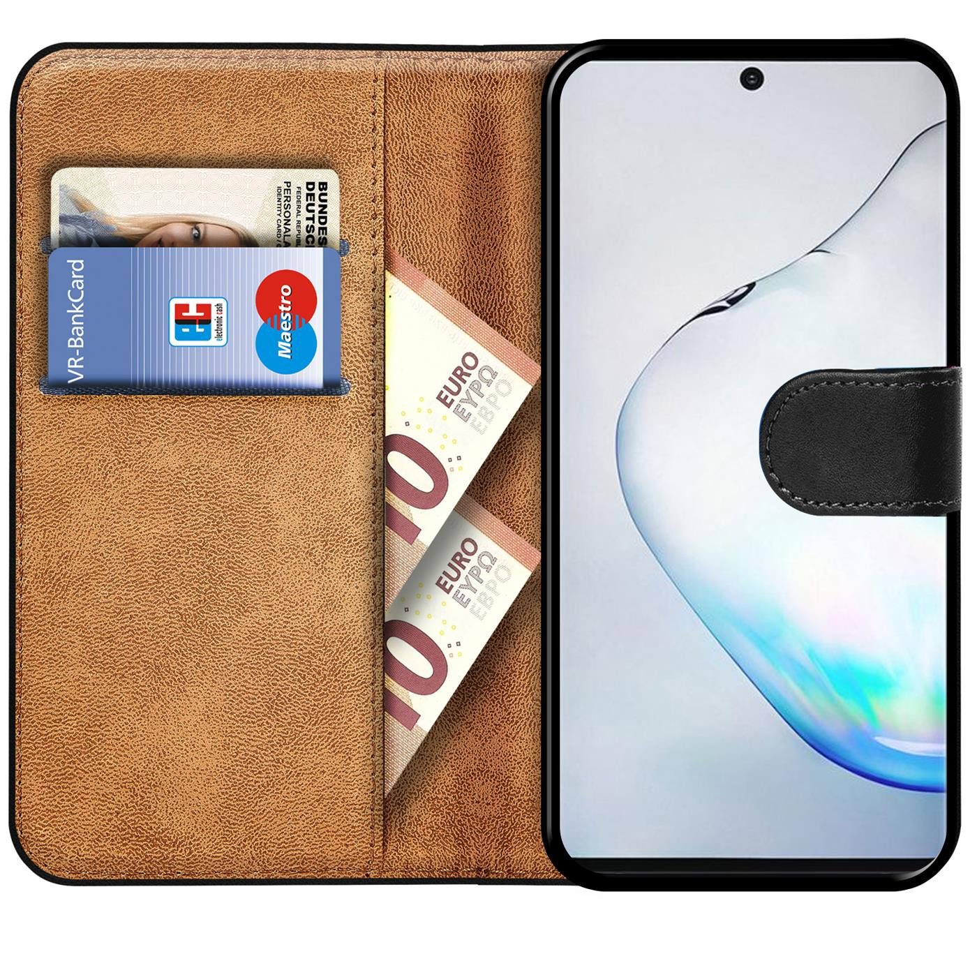 CoolGadget Handyhülle Wallet Klapp Tasche Book Case für Samsung Galaxy Note 10 6,3 Zoll, Hülle Klapphülle Flip Cover Etui Schutzhülle