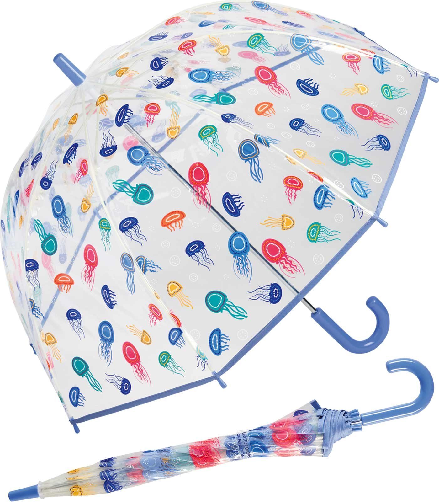Stockregenschirm Kinder-Glockenschirm mit transparent-buntem Dach