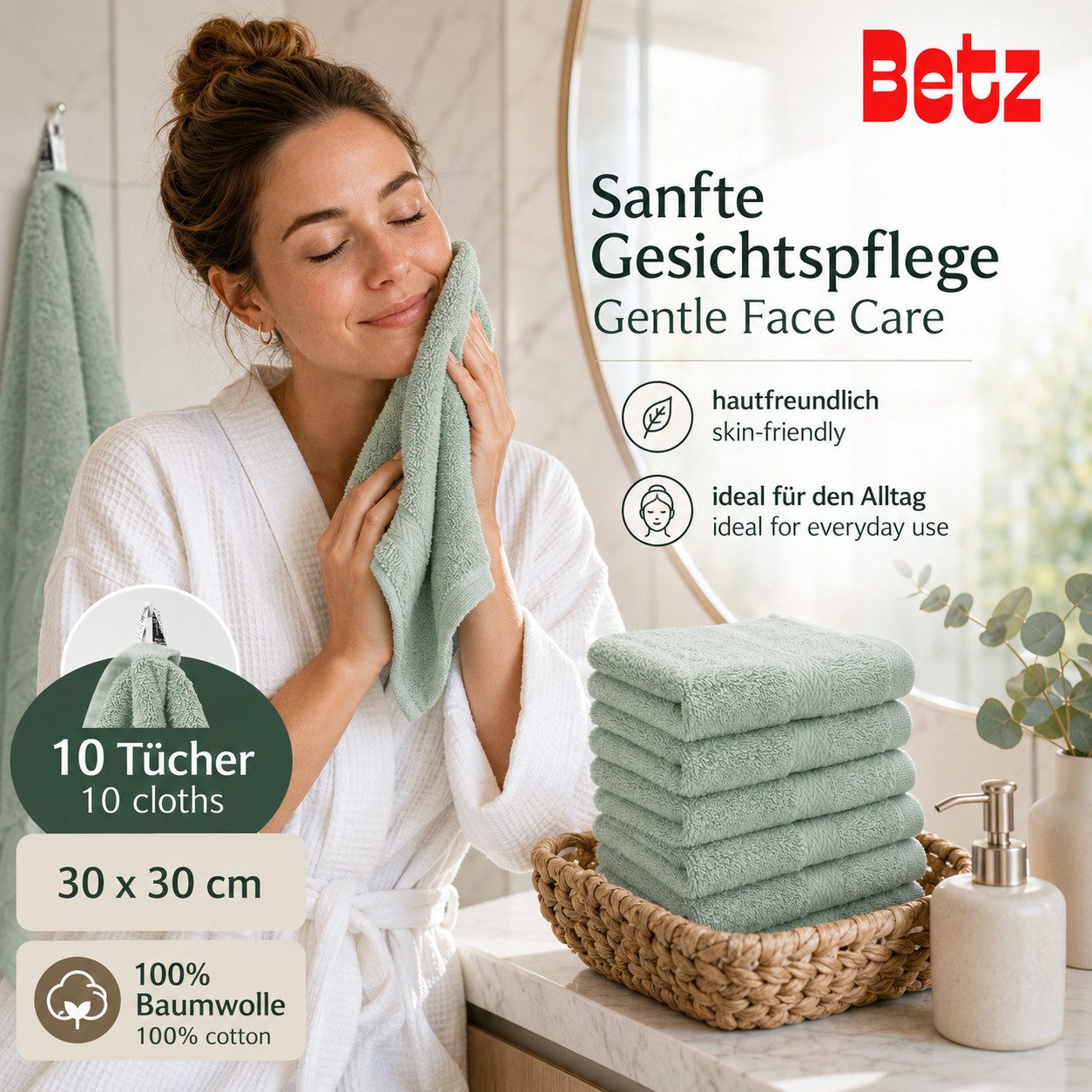 Betz Seiftuch 10 Stück Premium Seiftücher-Set 30x30 cm, Baumwolle (Set, 10-St), 470 g/m², weich & saugstark – Bild 3 von 5