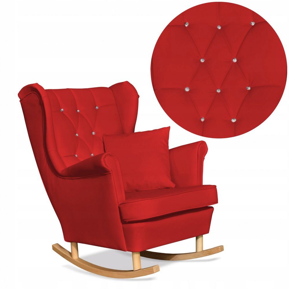 Family Meble Schaukelstuhl Family Meble Gaja Schaukelsessel Ohrensessel aus Kunstleder Rot 84x92x