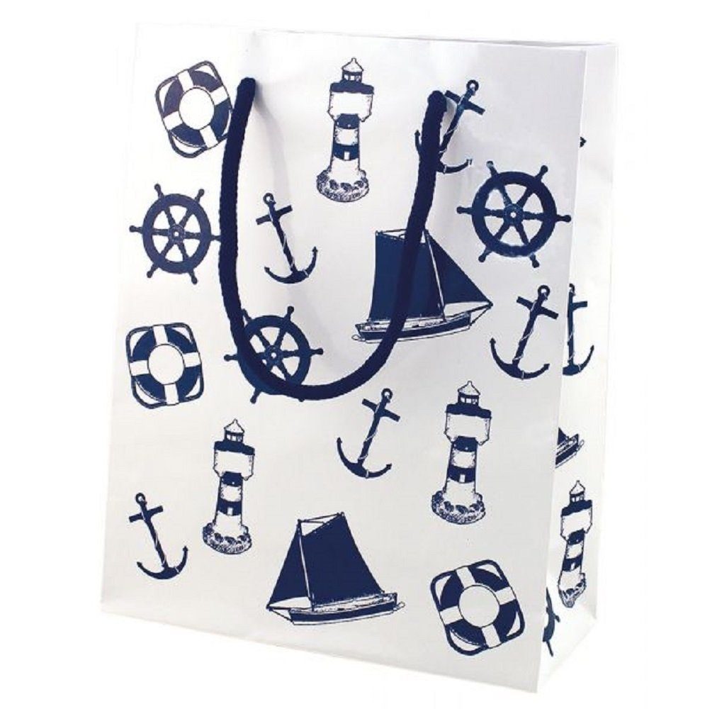 Linoows Maritime Mittelgroße Tüten Geschenktüten, Papiertragetaschen Papiertüten, Weiß, Tragetasche 10