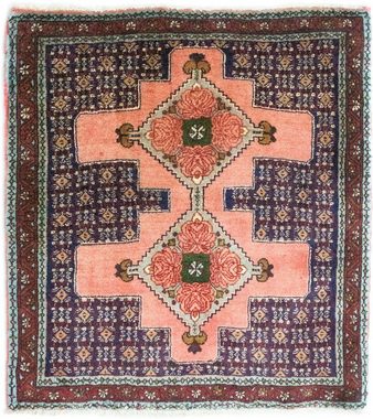 Wollteppich Senneh Teppich handgeknüpft rosa, morgenland, quadratisch, Höhe: 10 mm