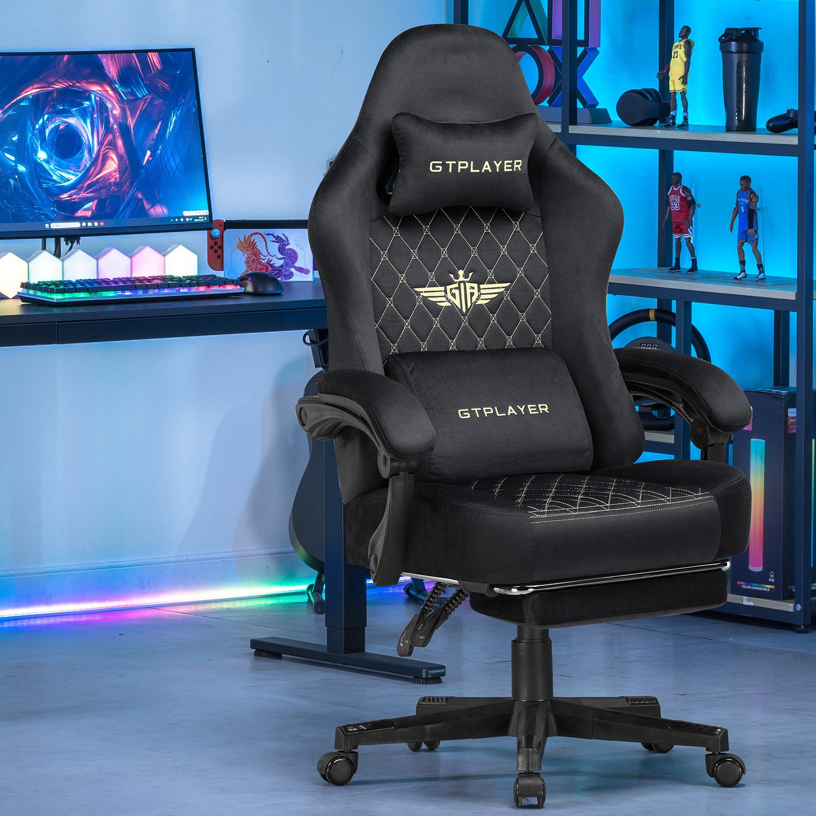 GTPLAYER Gaming-Stuhl Stoff Gaming Chair Ergonomisch günstig online kaufen
