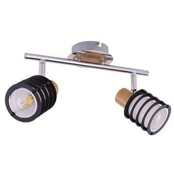 etc-shop LED Deckenleuchte, Leuchtmittel inklusive, Warmweiß, Decken Spot Leiste Lampe Ess Zimmer Chrom Glas Leuchte Holz Strahler-